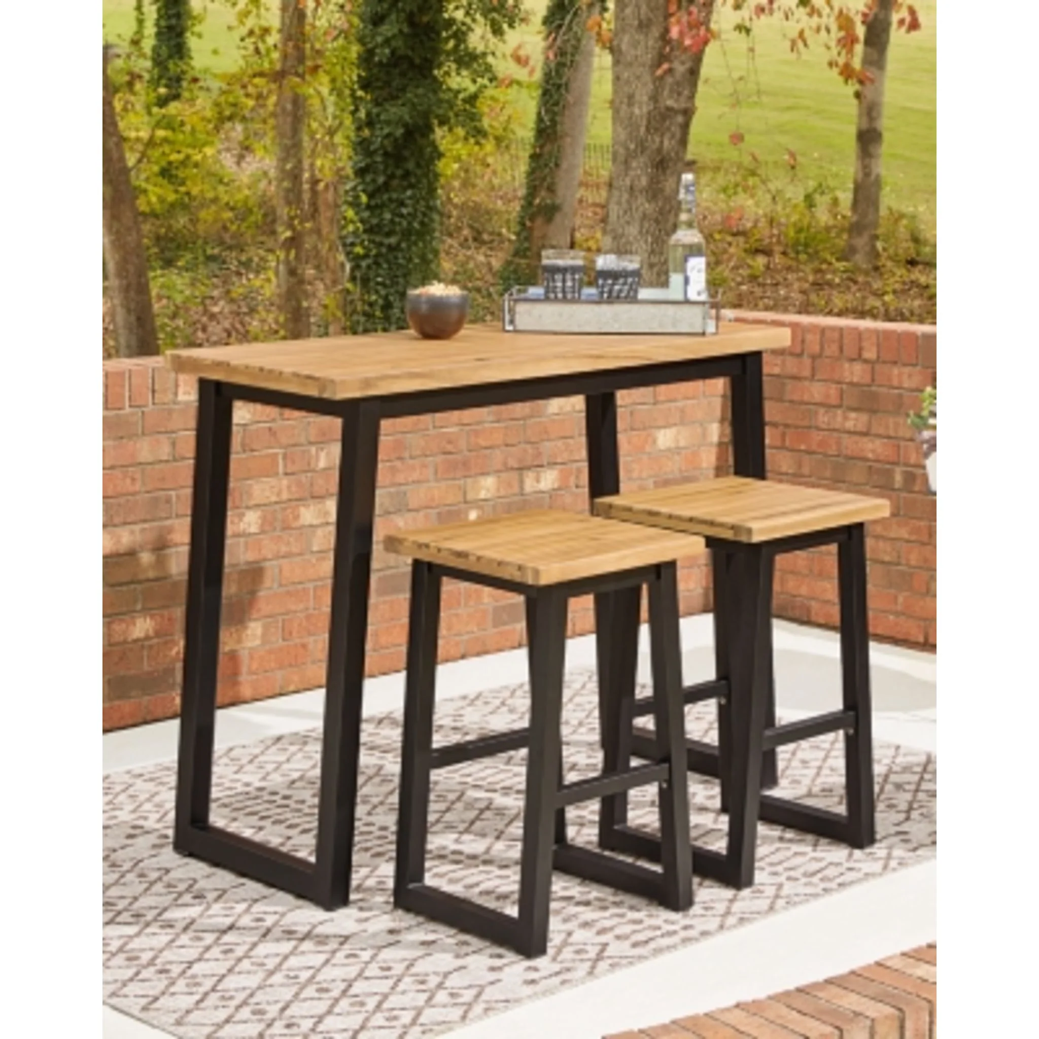 Outdoor Town Wood 3 Piece Table Set - Image 4