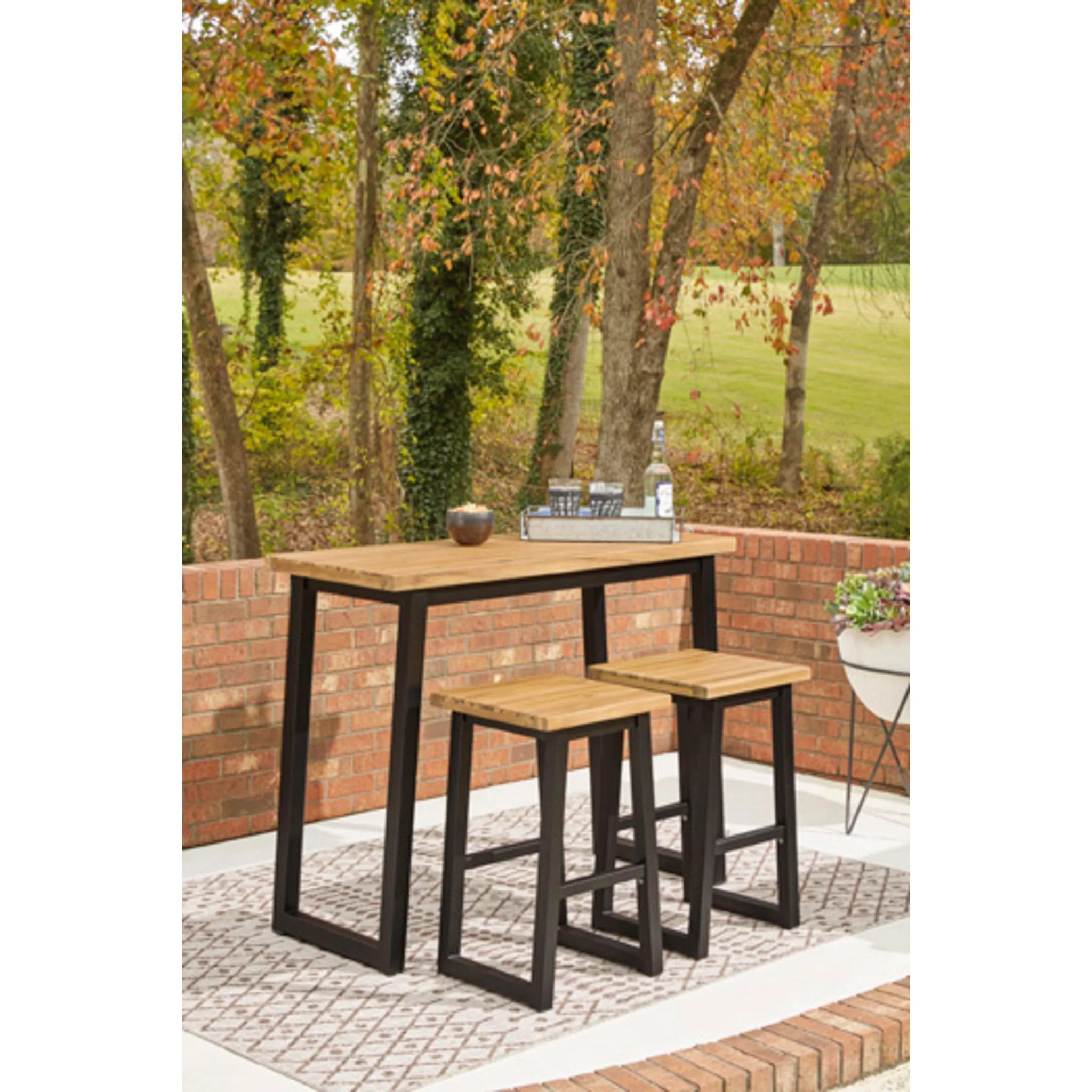 Outdoor Town Wood 3 Piece Table Set - Image 5