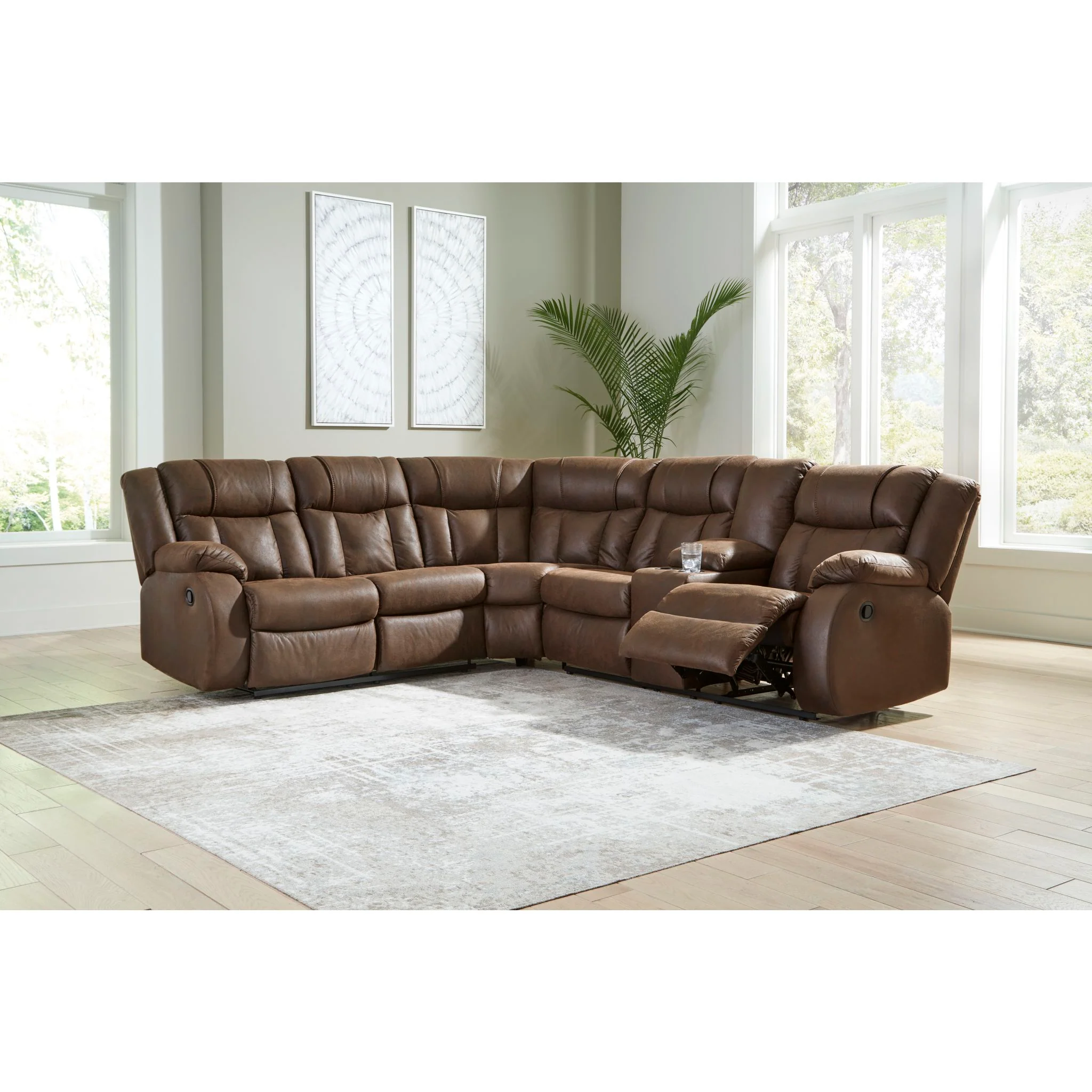 Trail Boys 2 Piece Reclining Sectional with Console - Image 2