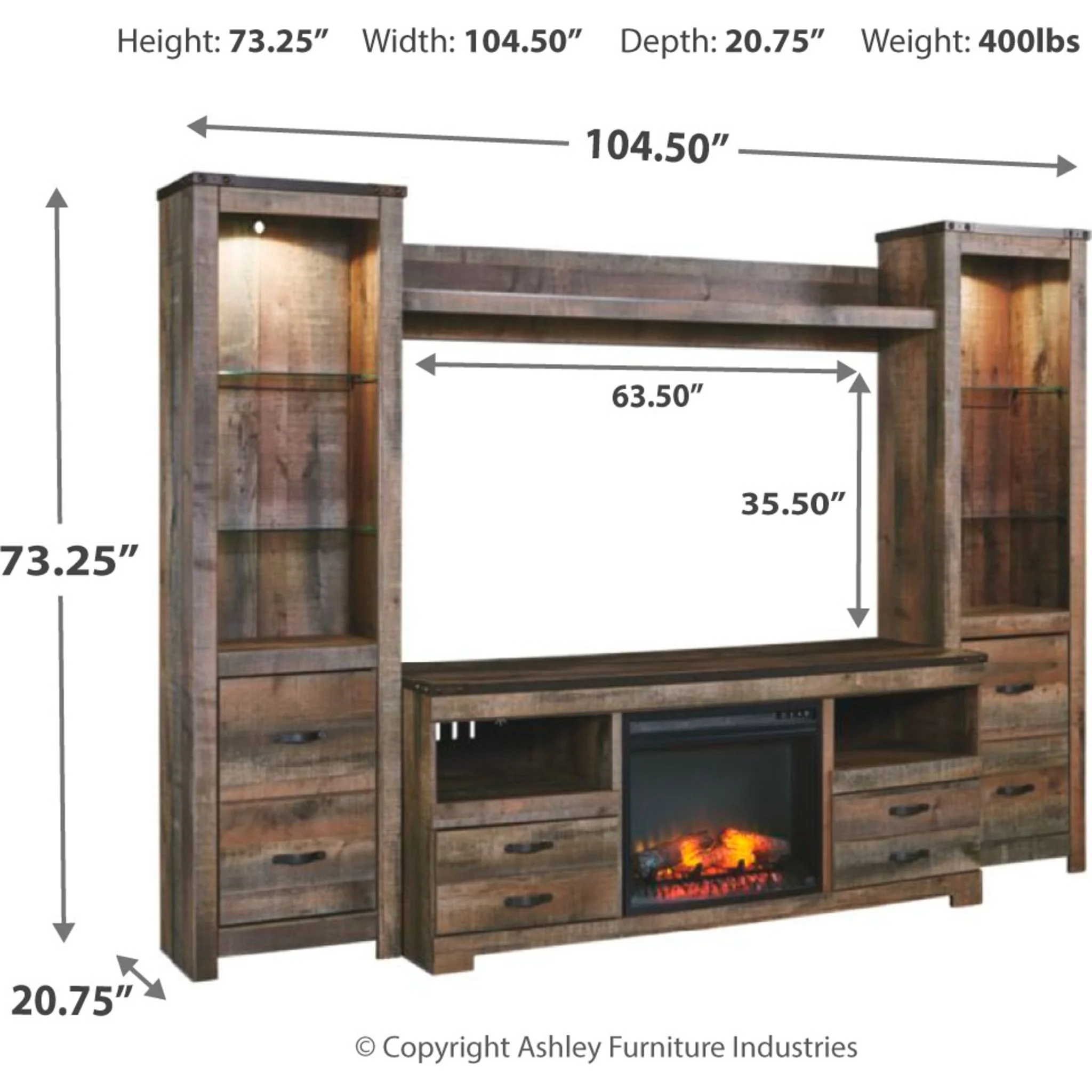 Trinell Entertainment Unit with Fireplace - Image 3