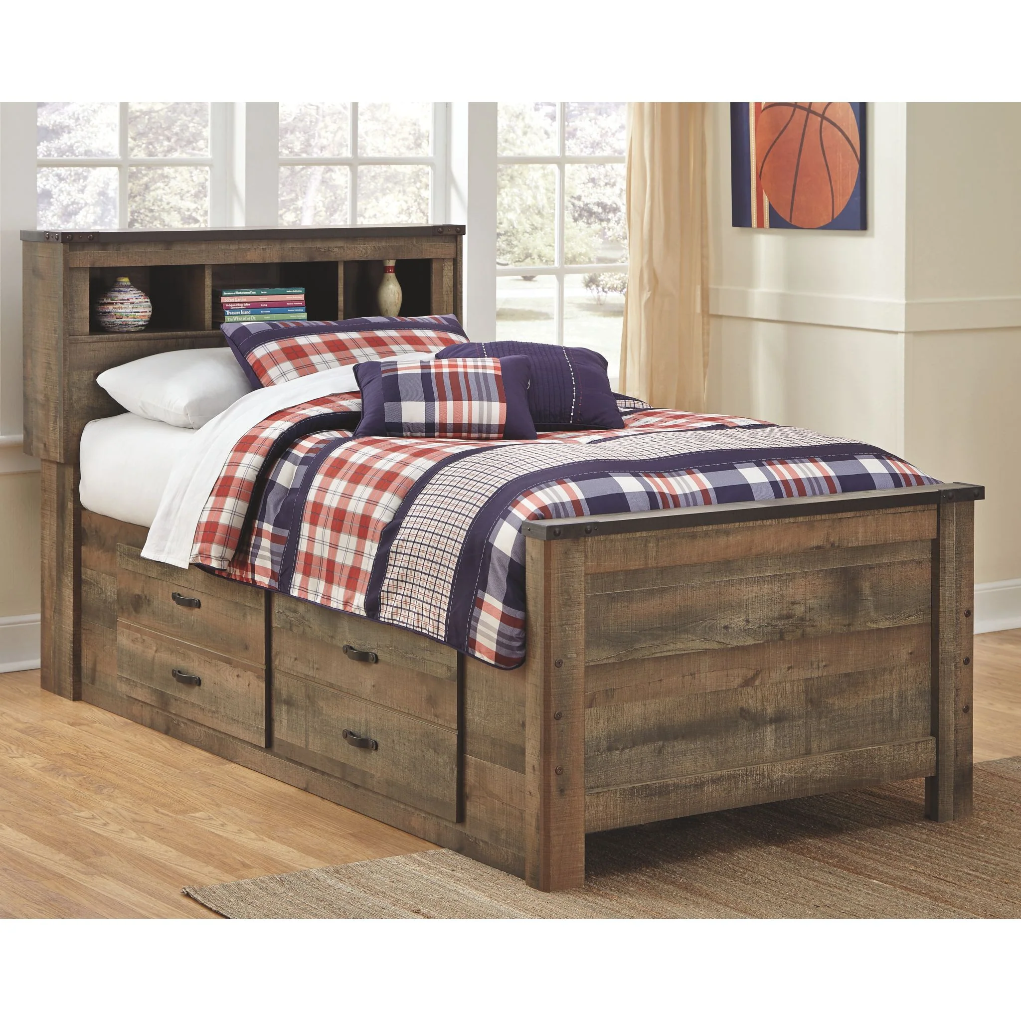 Trinell Bookcase Bed with 2 Drawer Storage - Image 2