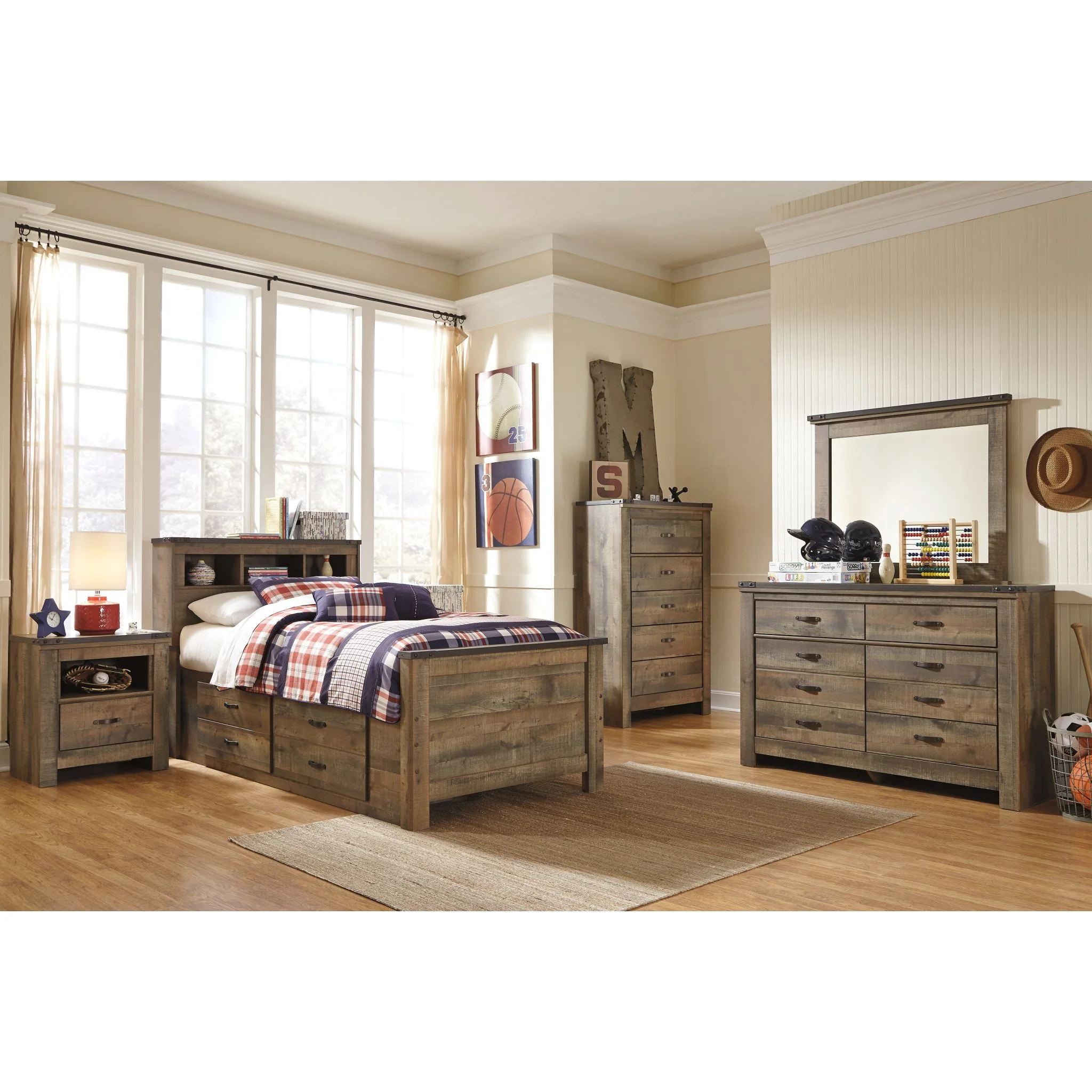 Trinell Bookcase Bed with 2 Drawer Storage - Image 3