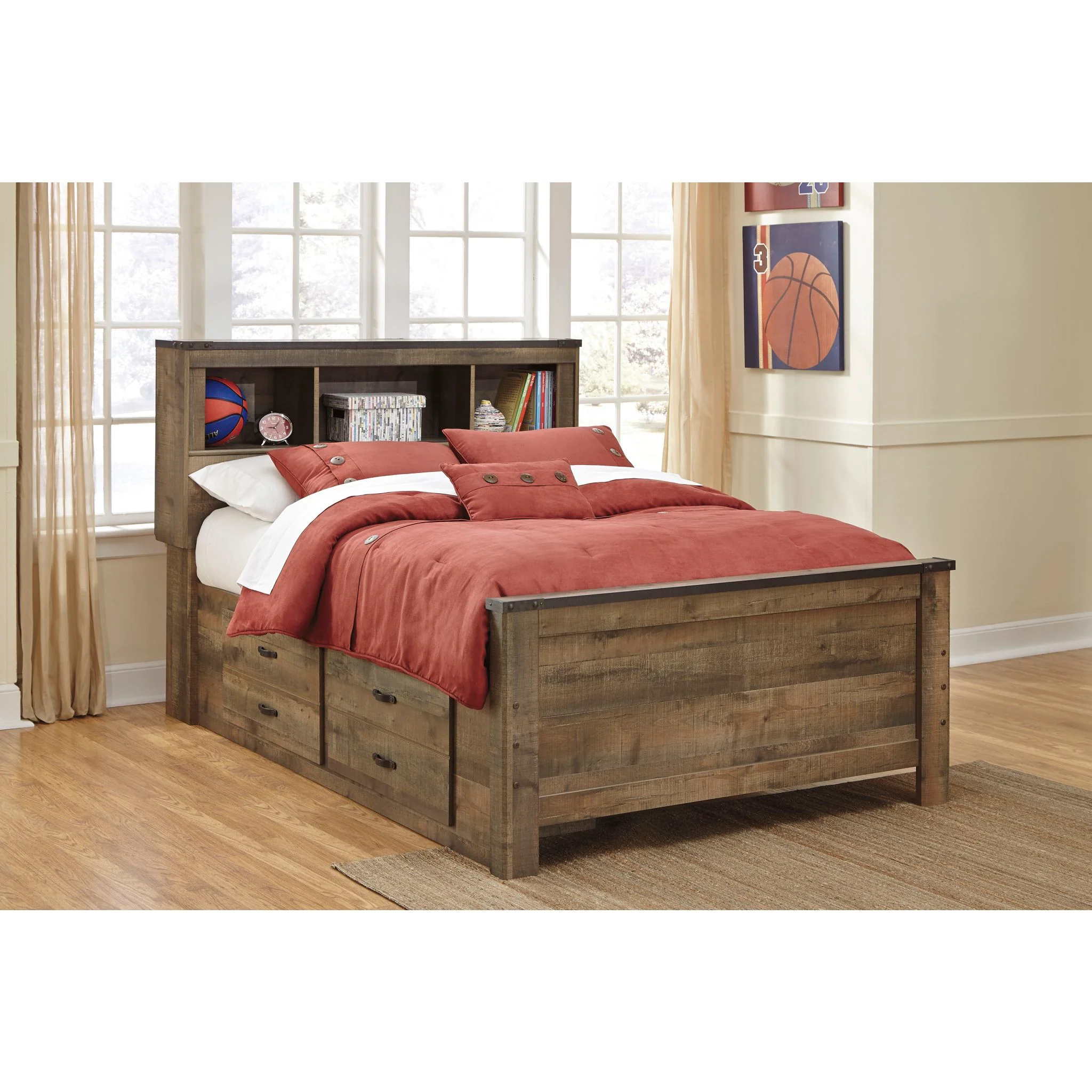 Trinell Bookcase Bed with 2 Drawer Storage - Image 8