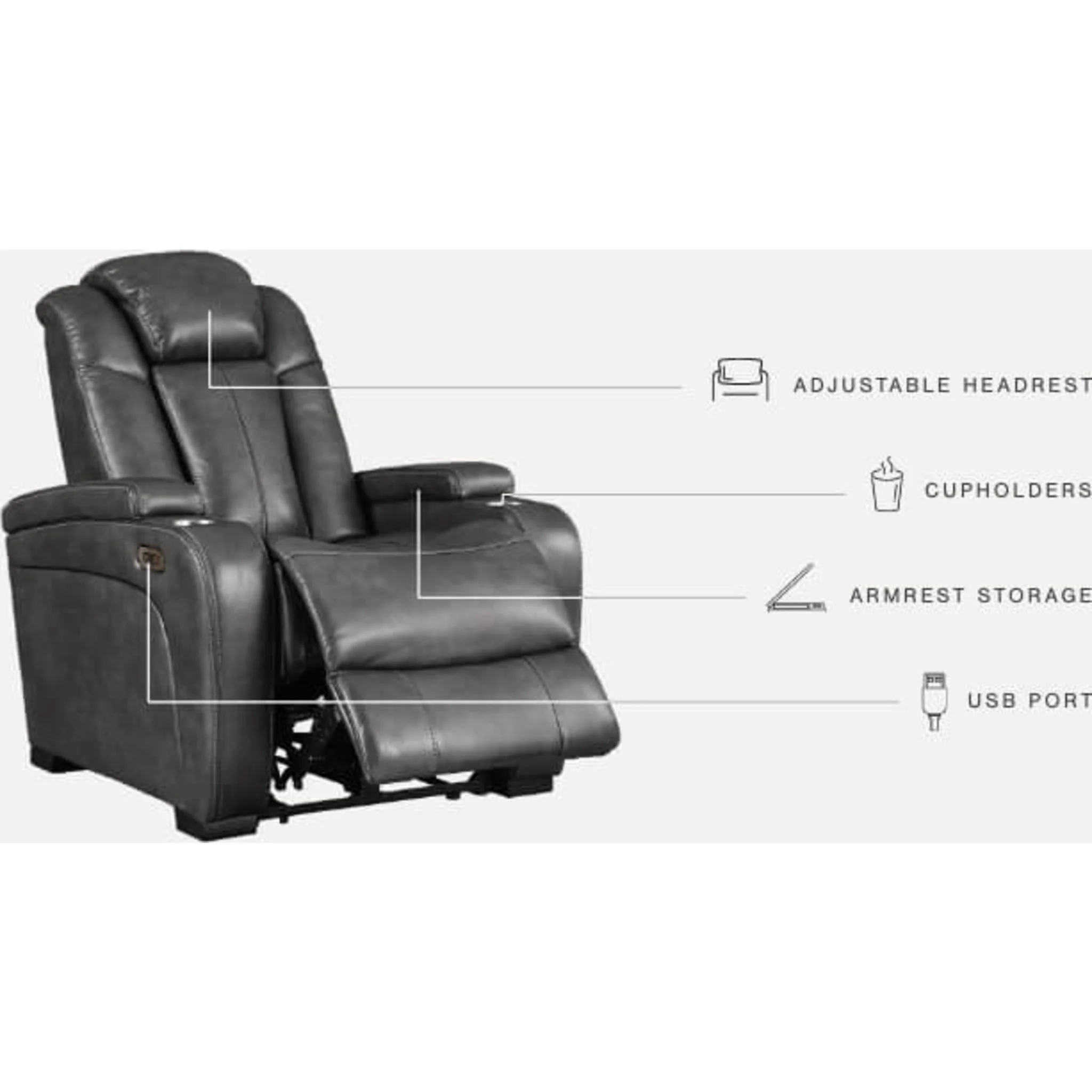 Turbulance Power Recliner with Adjustable Headrest - Image 4