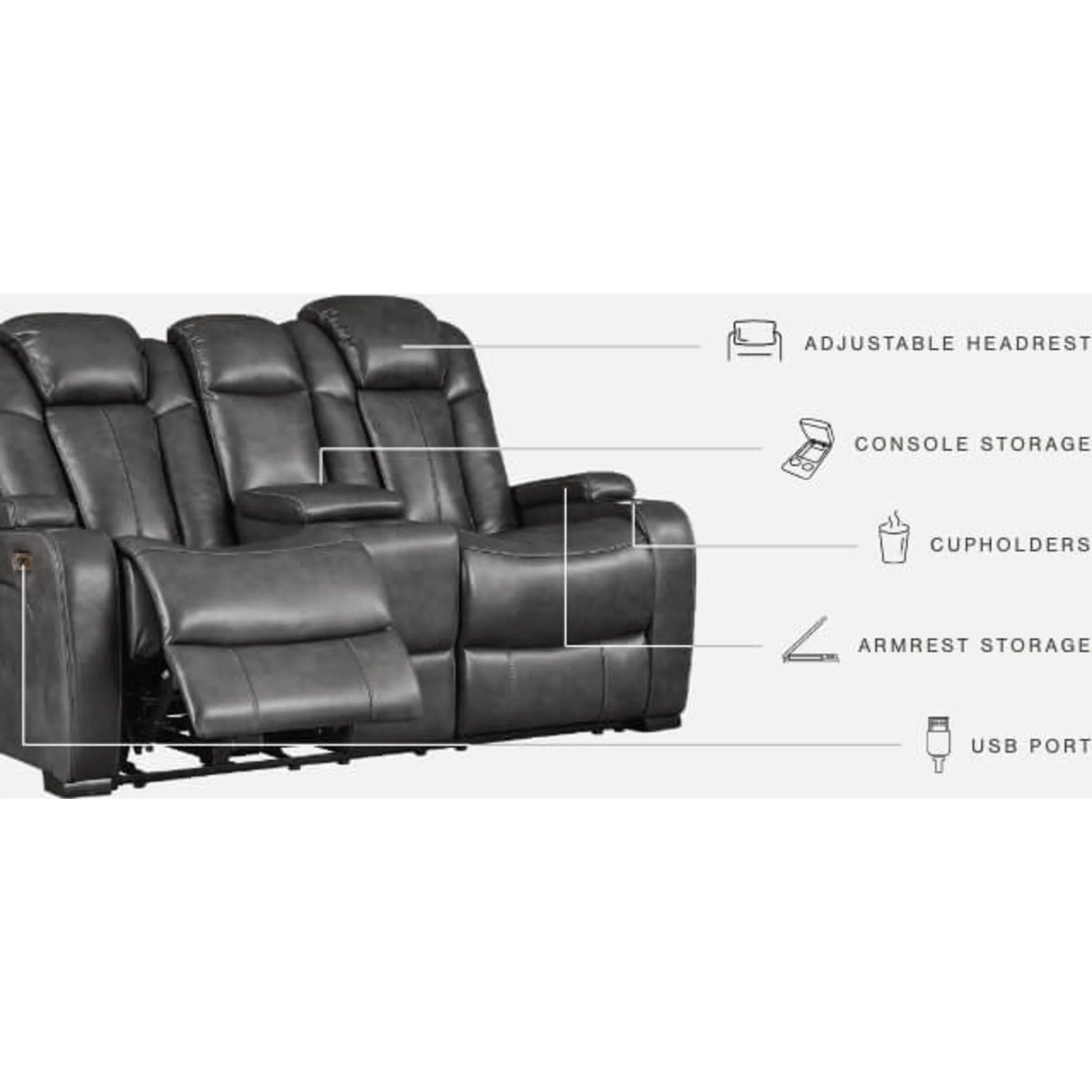 Turbulance Power Reclining Loveseat with Console and Adj Head - Image 4