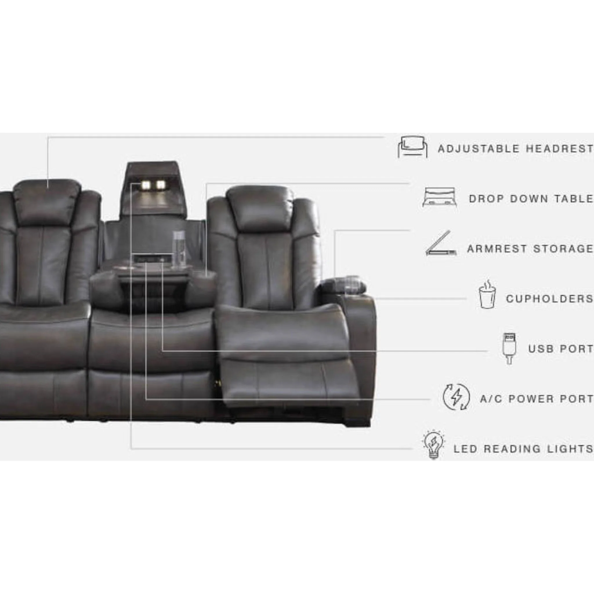Turbulance Power Reclining Sofa with Adjustable Headrest - Image 15
