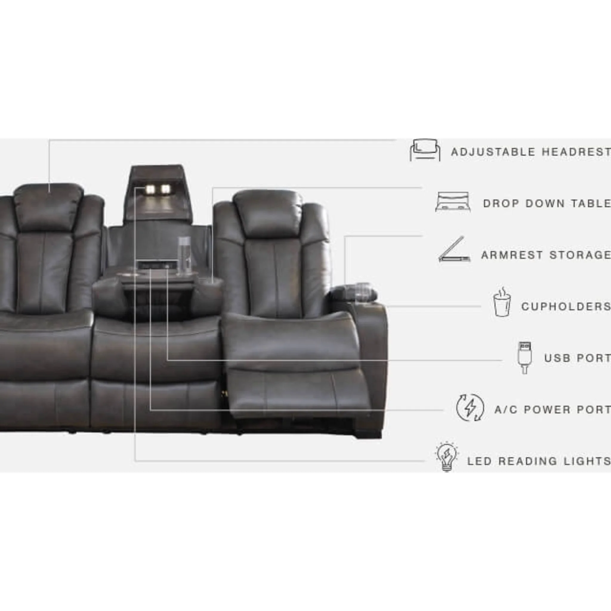 Turbulance Power Reclining Sofa with Adjustable Headrest - Image 4