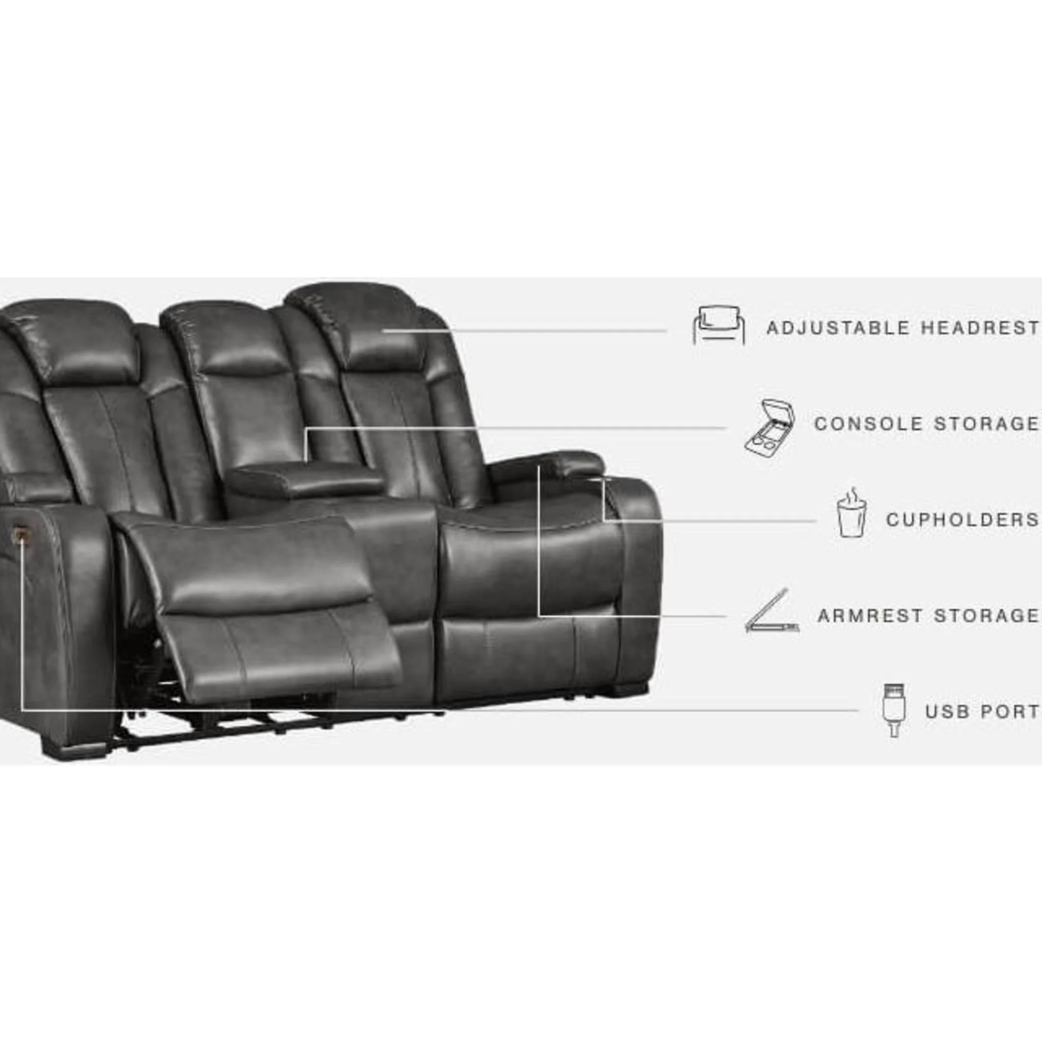 Turbulance PWR REC Loveseat/CON/ADJ HDRST - Image 14