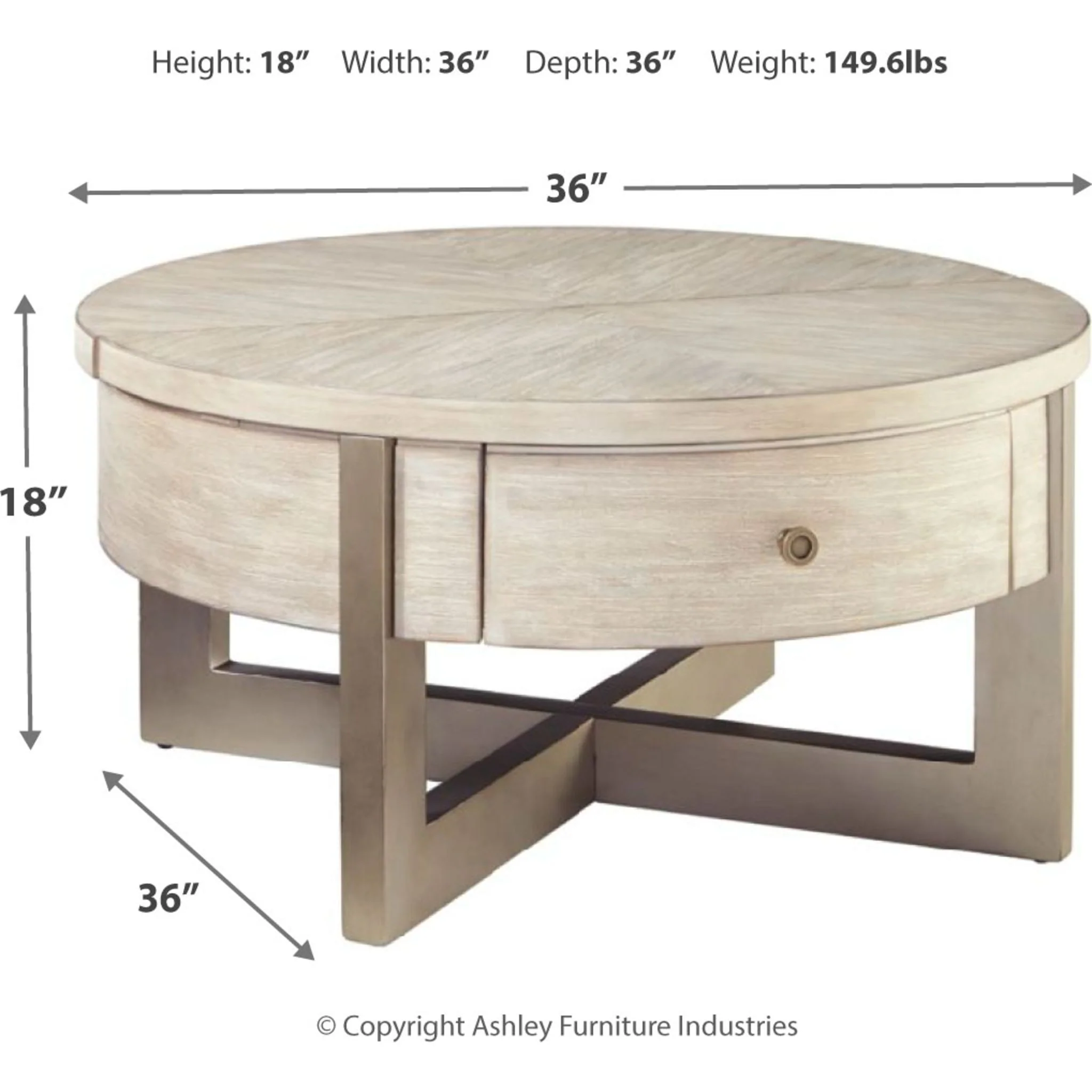 Urlander Round Lift Top Cocktail Table - Image 4