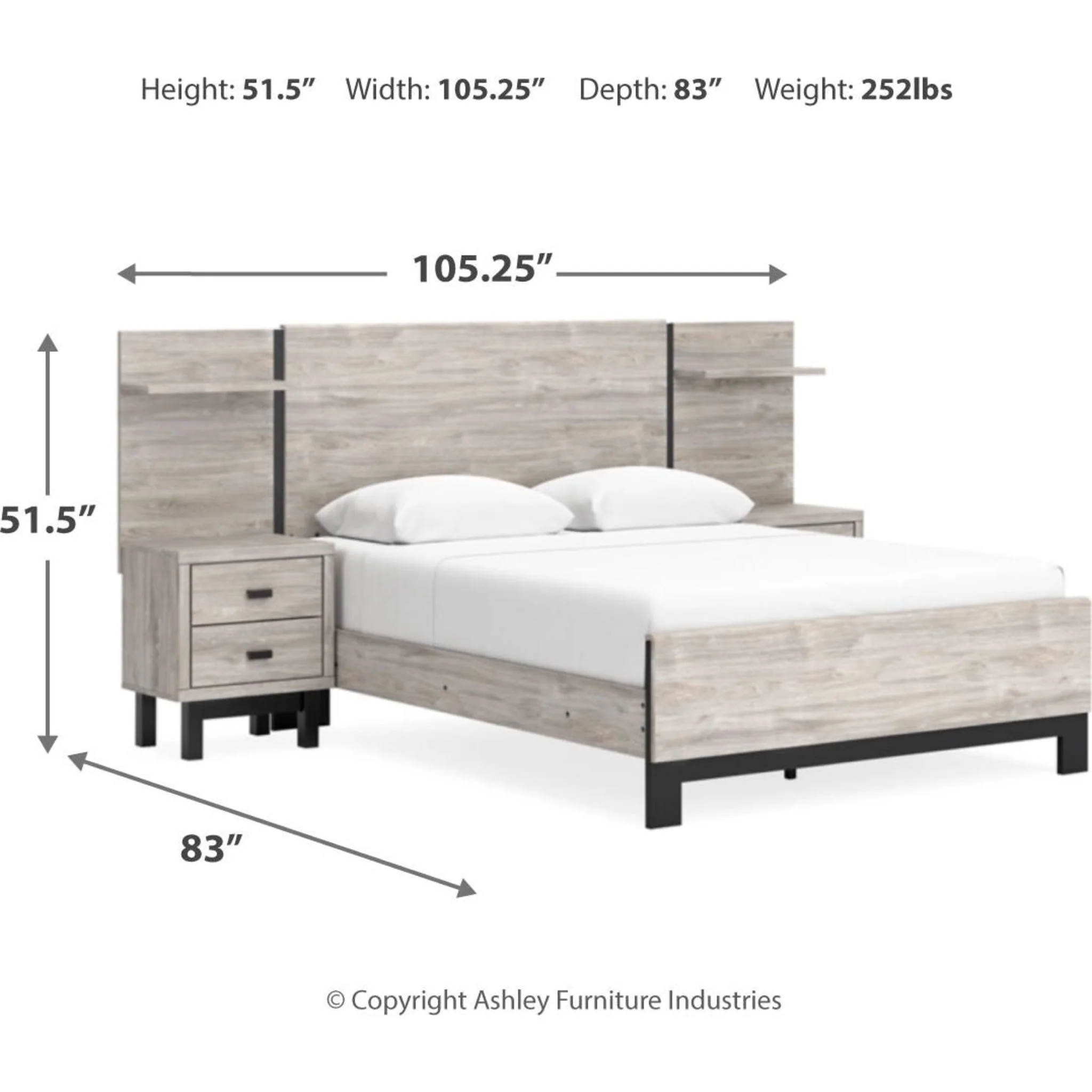 Vessalli Panel Bed with Nightstands - Image 4