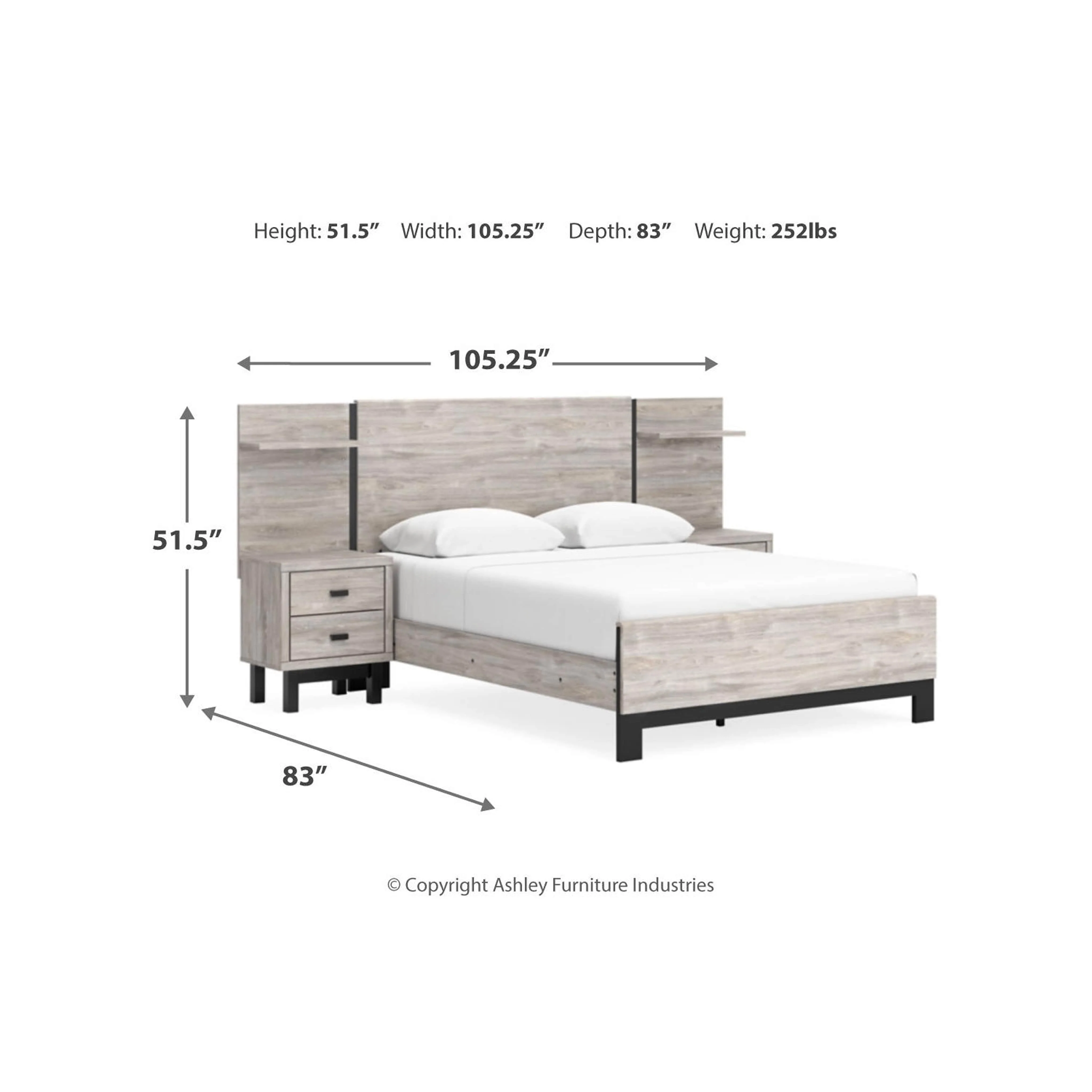 Vessalli Panel Bed with Nightstands - Image 6