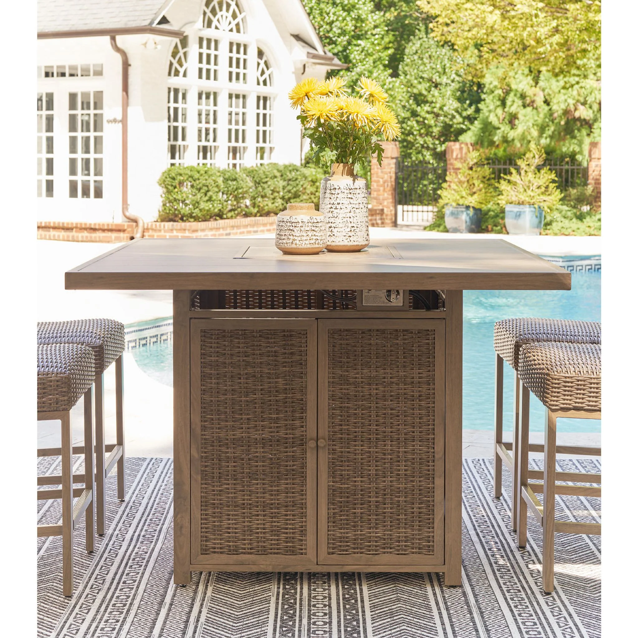 Walton Bridge Outdoor Bar Table with Fire Pit - Image 2