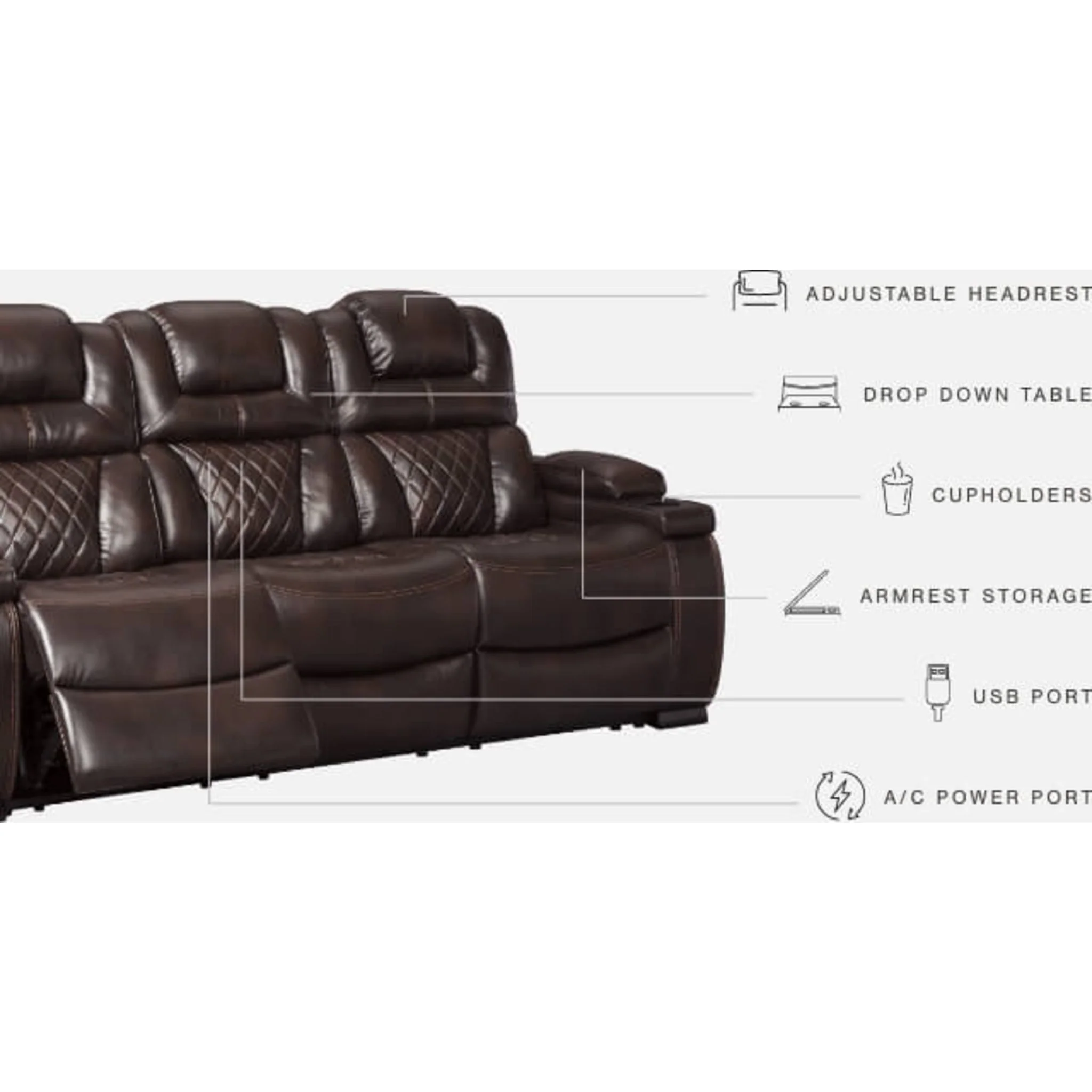 Warnerton Power Reclining Sofa with Adjustable Headrest - Image 4