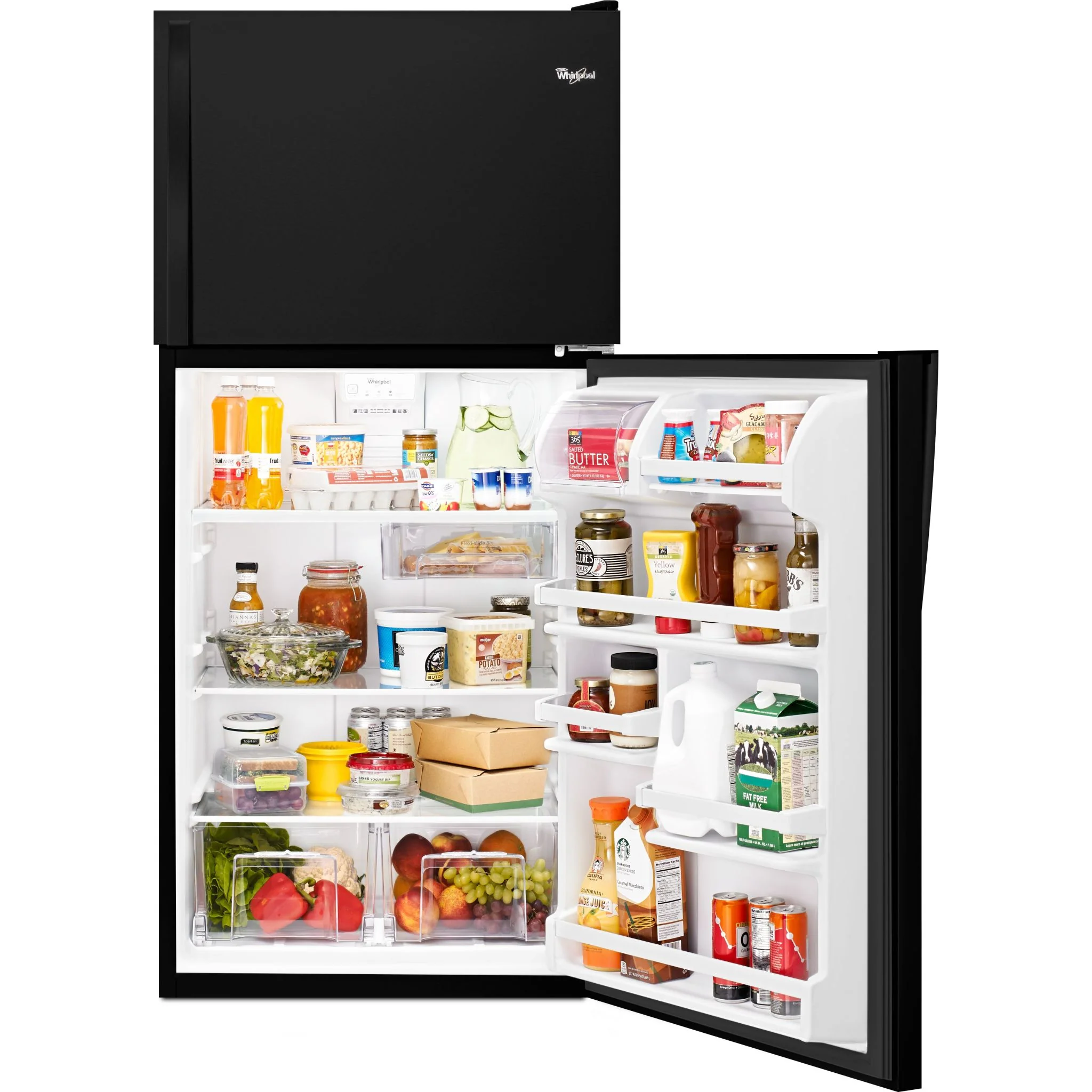Whirlpool  30" Wide Top-Freezer Refrigerator with Flexi-Slide Bin - Black (WRT318FZDB) - Image 6