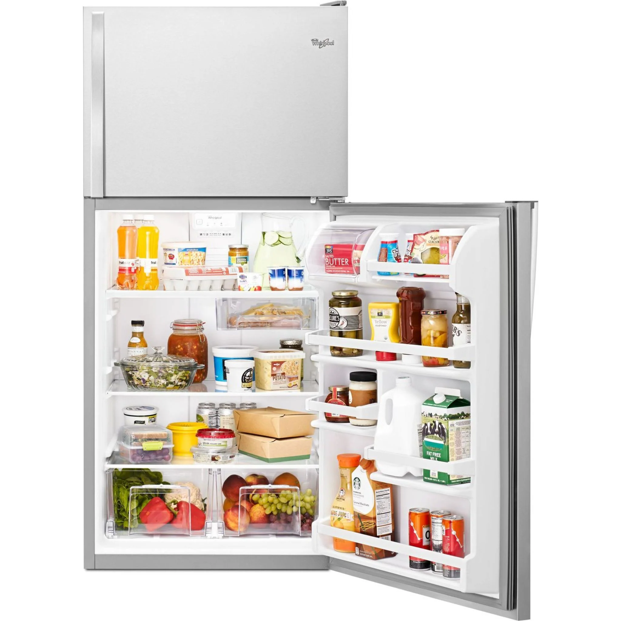 Whirlpool 30" Wide Top-Freezer Refrigerator with Flexi-SlideBin -Monochromatic Stainless Steel (WRT318FZDM) - Image 12