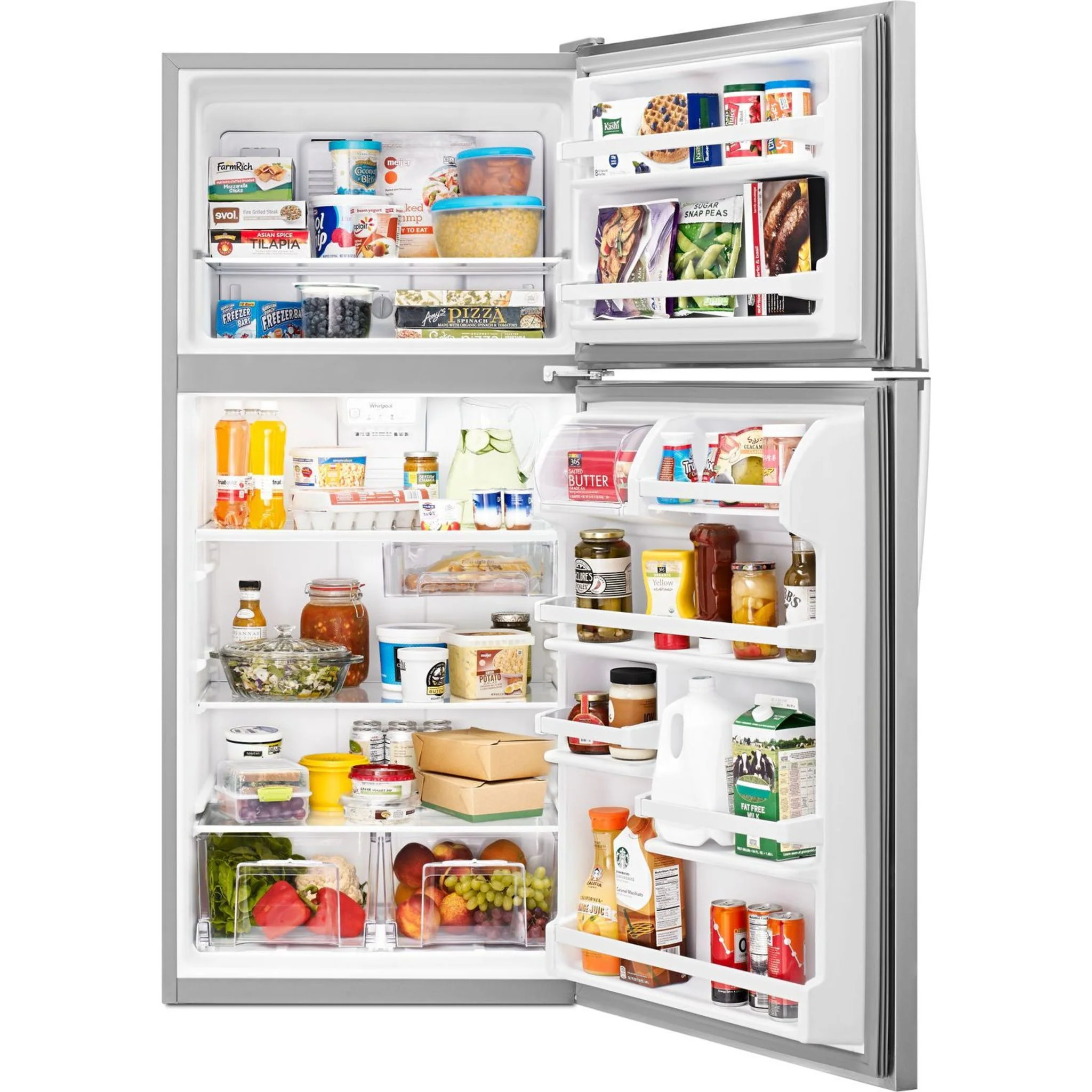 Whirlpool 30" Wide Top-Freezer Refrigerator with Flexi-SlideBin -Monochromatic Stainless Steel (WRT318FZDM) - Image 16