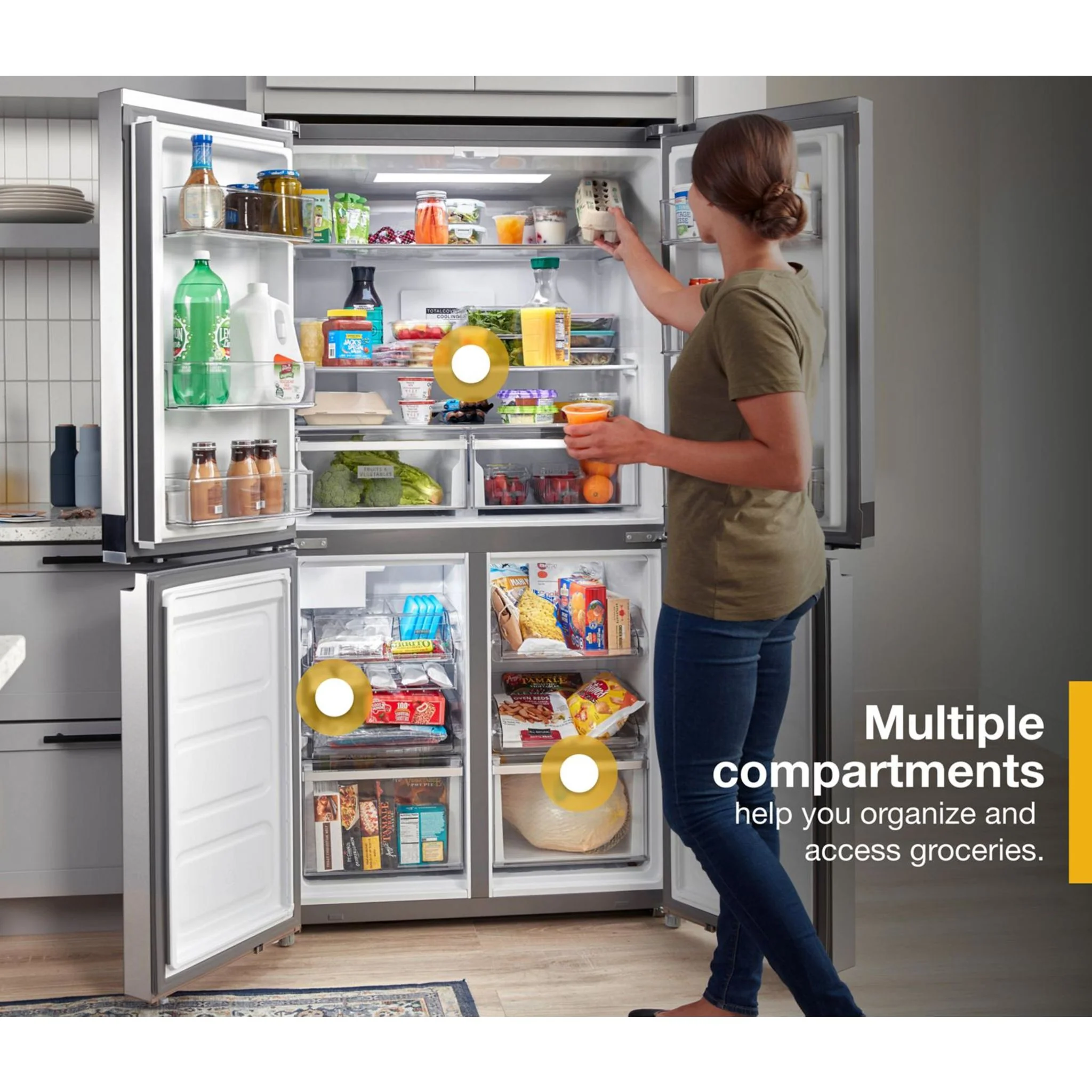 Whirlpool 36-inch Wide Counter Depth 4 Door Refrigerator - 19.4 cu. ft. -Fingerprint-Resistant Stainless Finish (WRQA59CNKZ) - Image 27