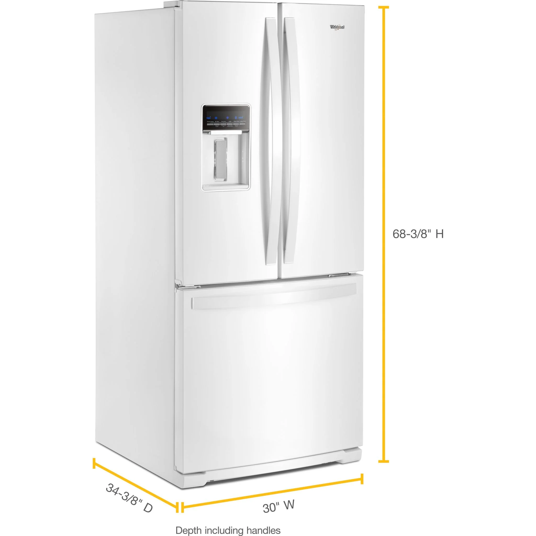 Whirlpool 30-inch Wide French Door Refrigerator - 20 cu. ft. -White (WRF560SEHW) - Image 3