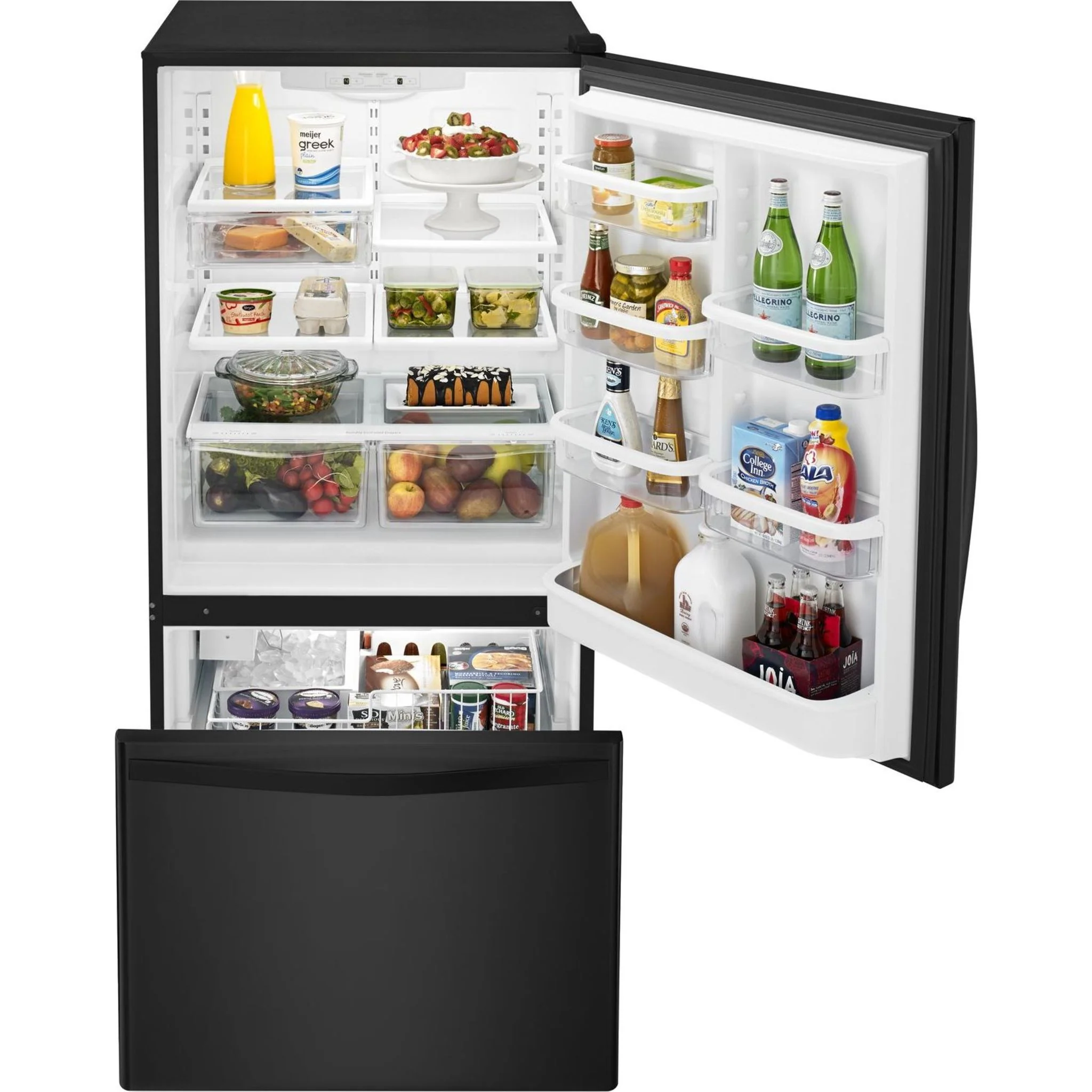 Whirlpool 22 cu. ft. Bottom-Freezer Refrigerator with Freezer Drawer -Black-on-Black (WRB322DMBB) - Image 14