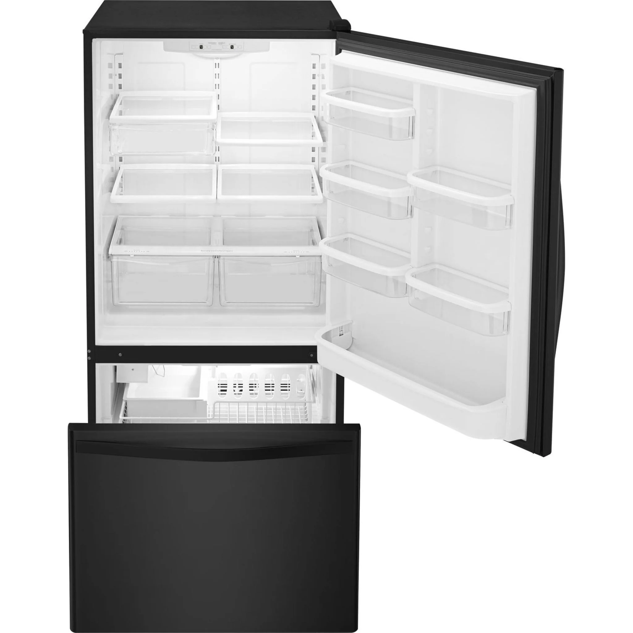 Whirlpool 22 cu. ft. Bottom-Freezer Refrigerator with Freezer Drawer -Black-on-Black (WRB322DMBB) - Image 16