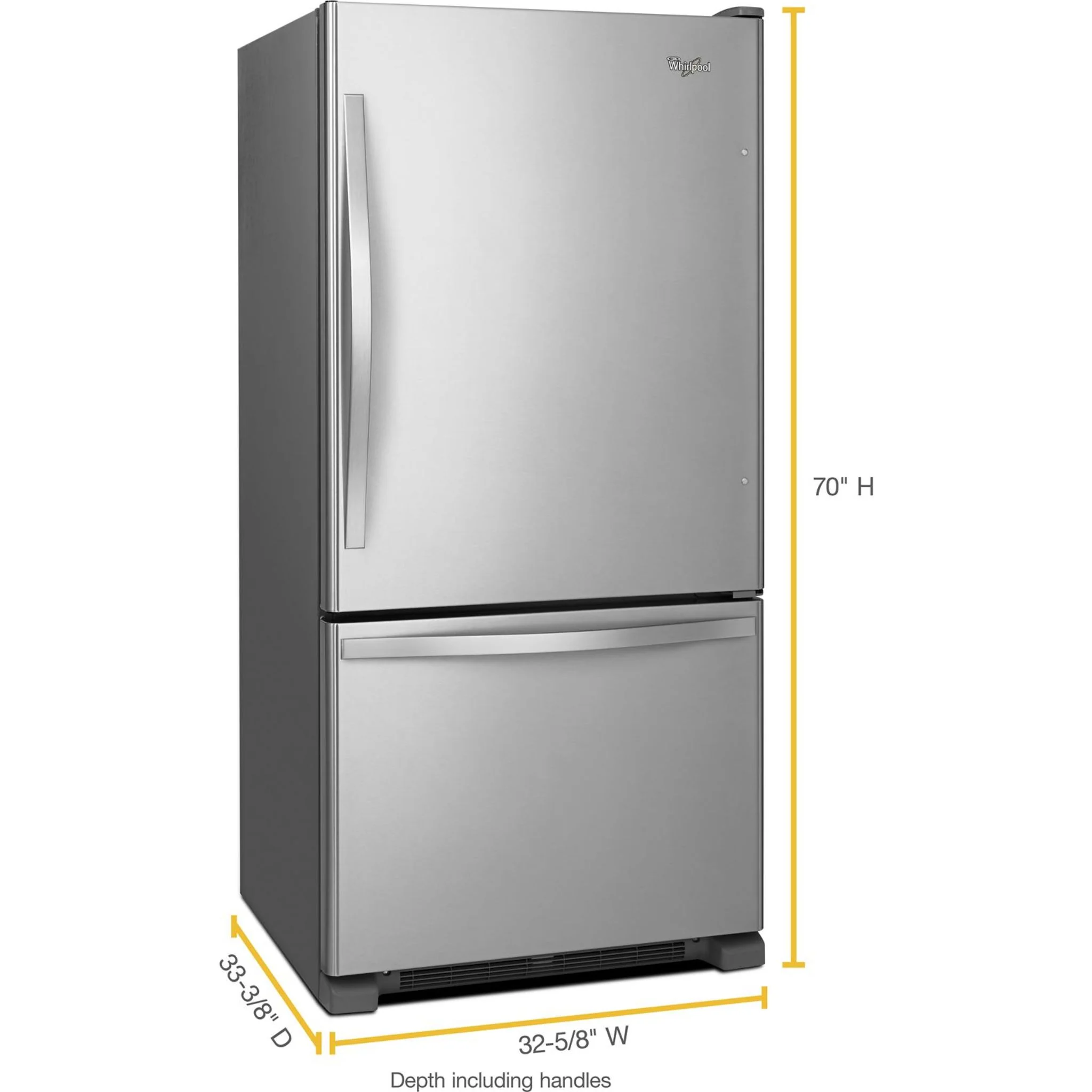 Whirlpool 22 cu. ft. Bottom-Freezer Refrigerator with Freezer Drawer -Stainless Steel (WRB322DMBM) - Image 16