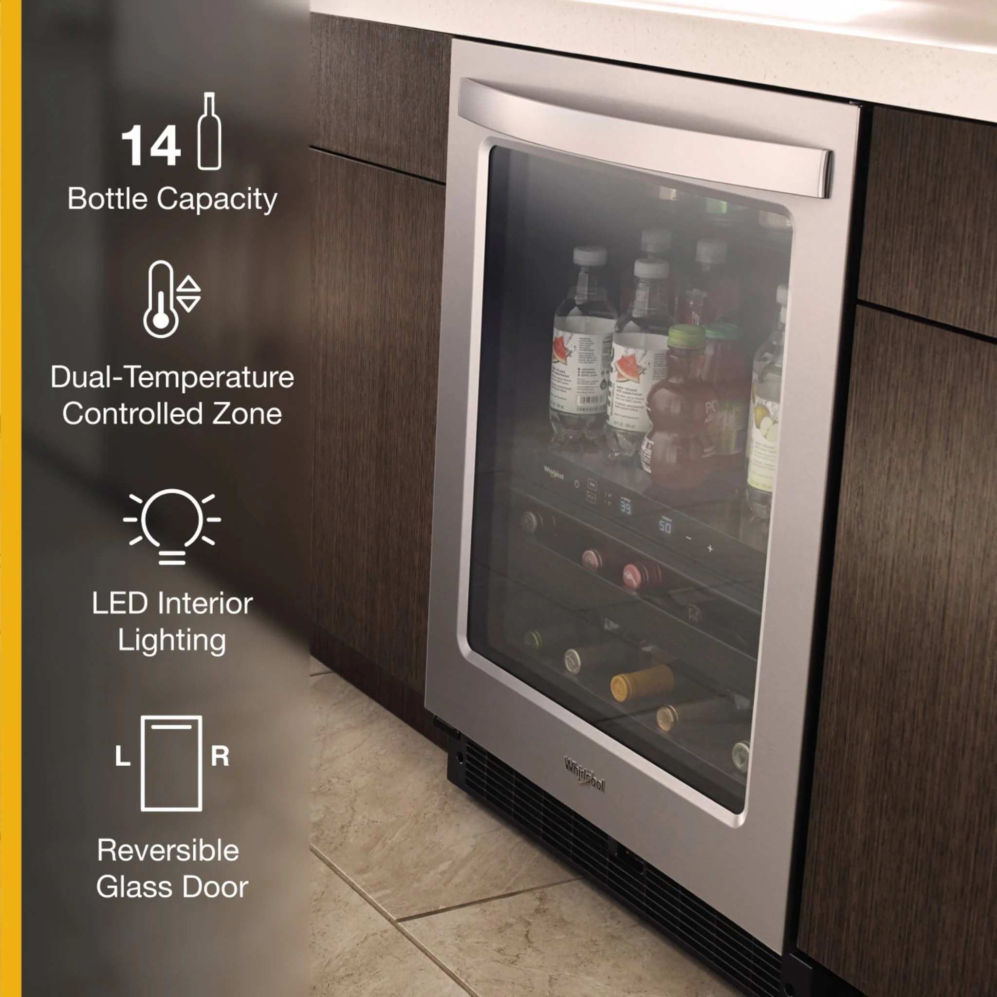 Whirlpool 24-inch Wide Undercounter Beverage Center - 5.2 cu. ft. -Stainless Steel (WUB50X24HZ) - Image 7