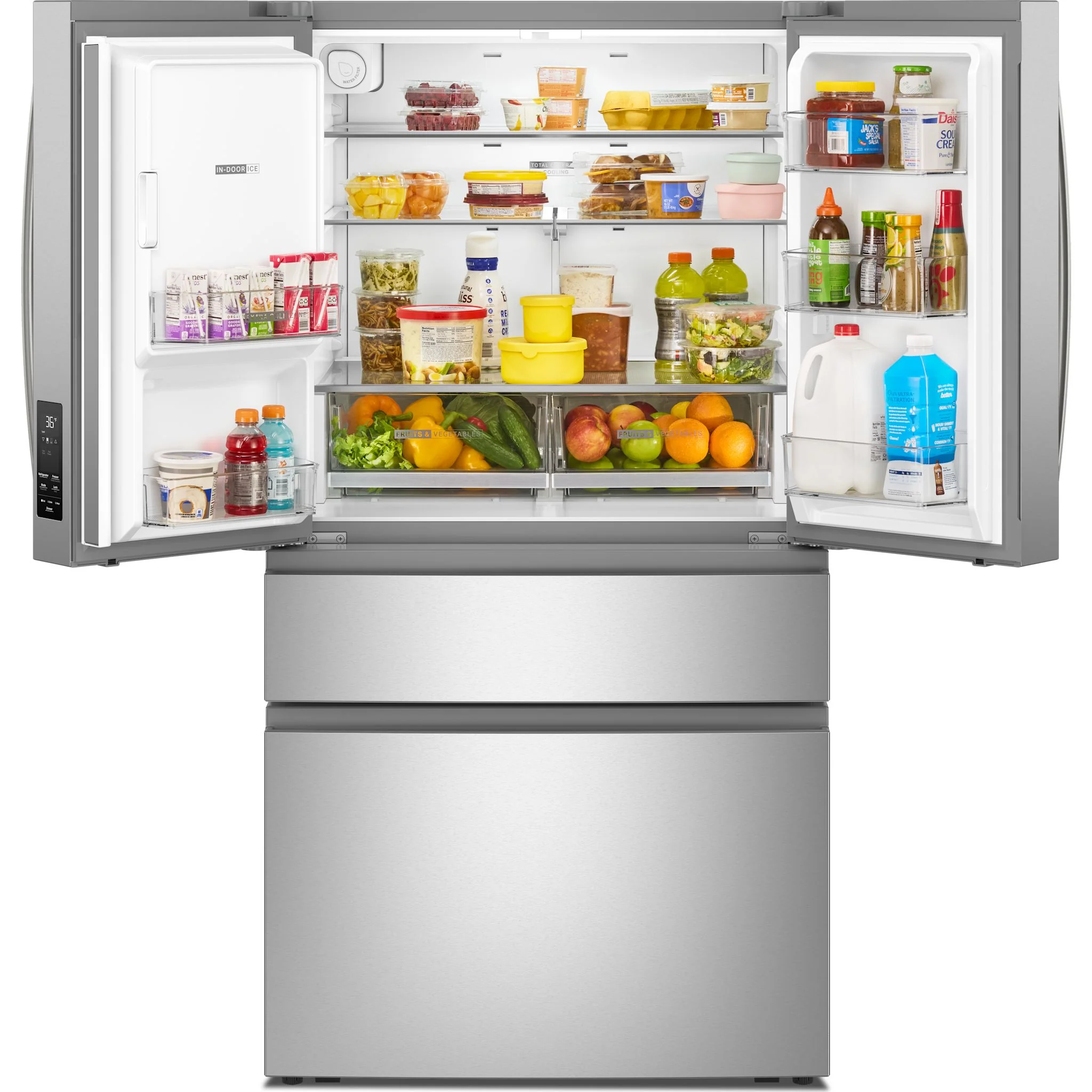 Whirlpool 29 Cu. Ft. Family-Sized Capacity French door refrigerator with Flexible Temperature Drawer - Fingerprint-Resistant Stainless Finish (WRMF3636SZ) - Image 6