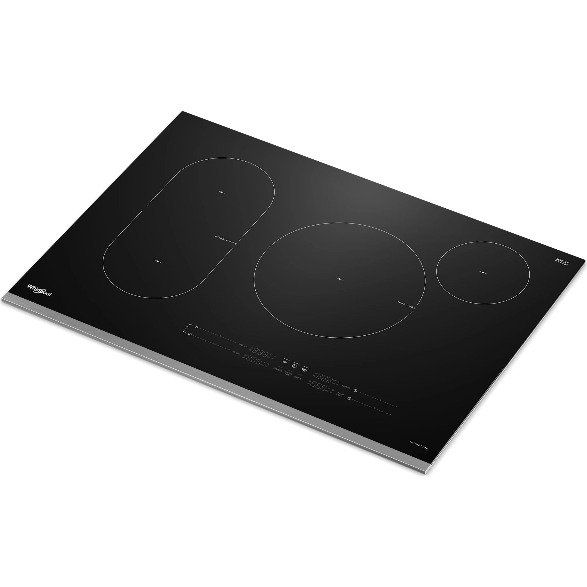 Whirlpool 30" Intelligent Induction Cooktop with Temp CookTechnology -Blk Glass Touch Ctrl w SS side (WCIT7030SS) - Image 3