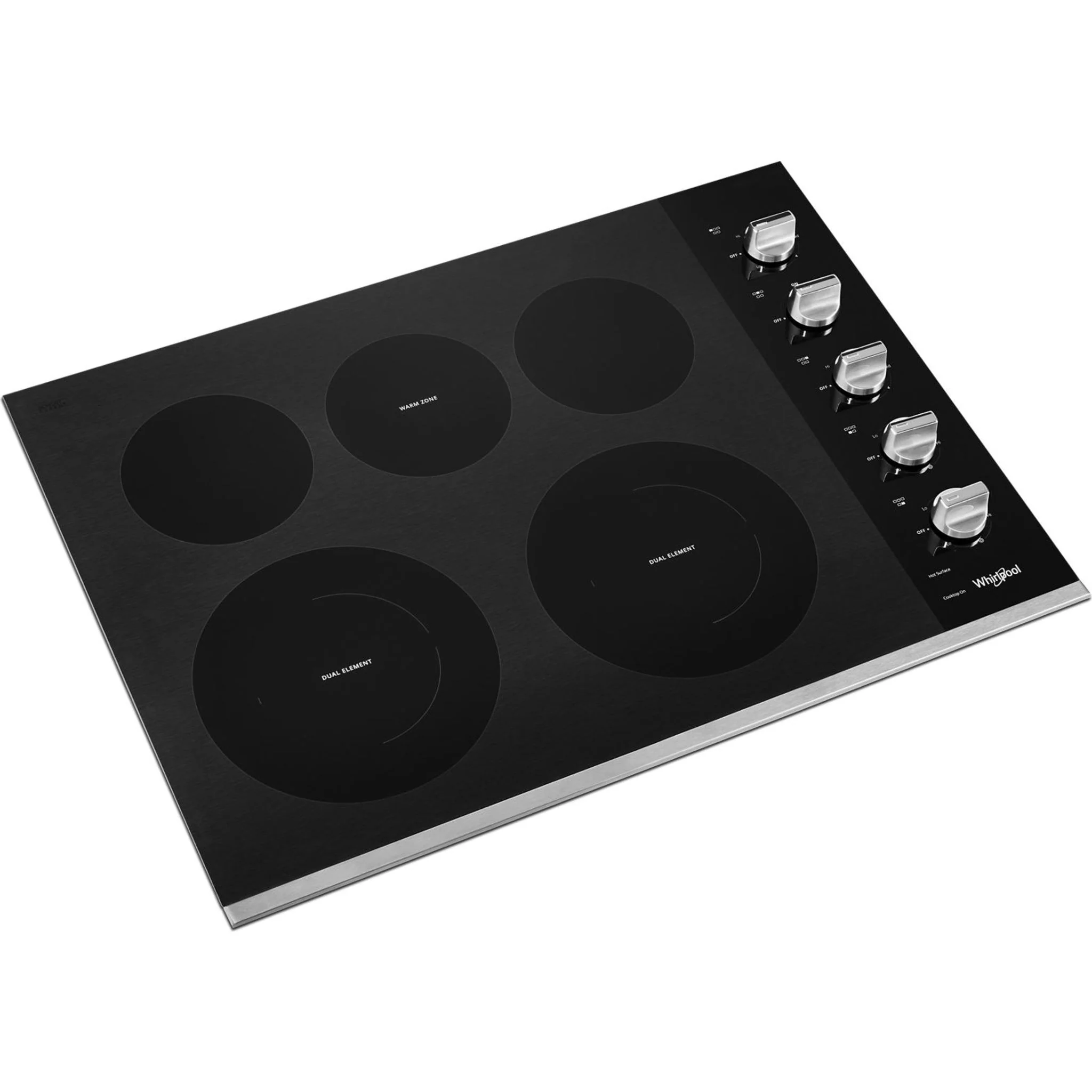 Whirlpool 30-inch Electric Ceramic Glass Cooktop with Two Dual Radiant Elements -Stainless Steel (WCE77US0HS) - Image 3