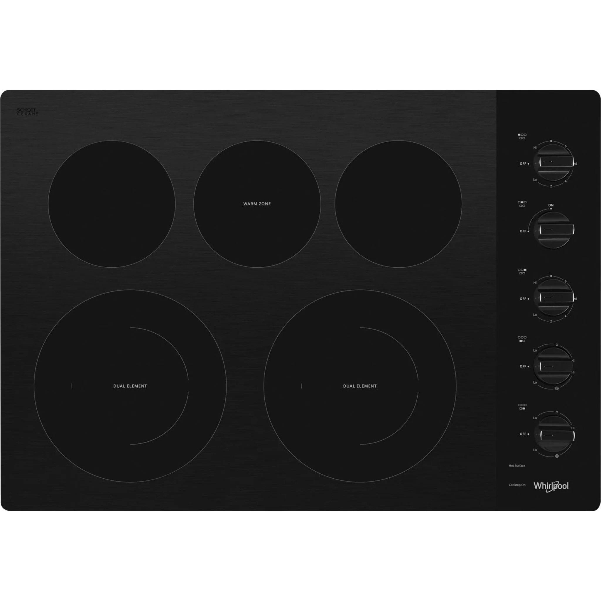 Whirlpool 30-inch Electric Ceramic Glass Cooktop with Two Dual Radiant Elements -Black (WCE77US0HB) - Image 6