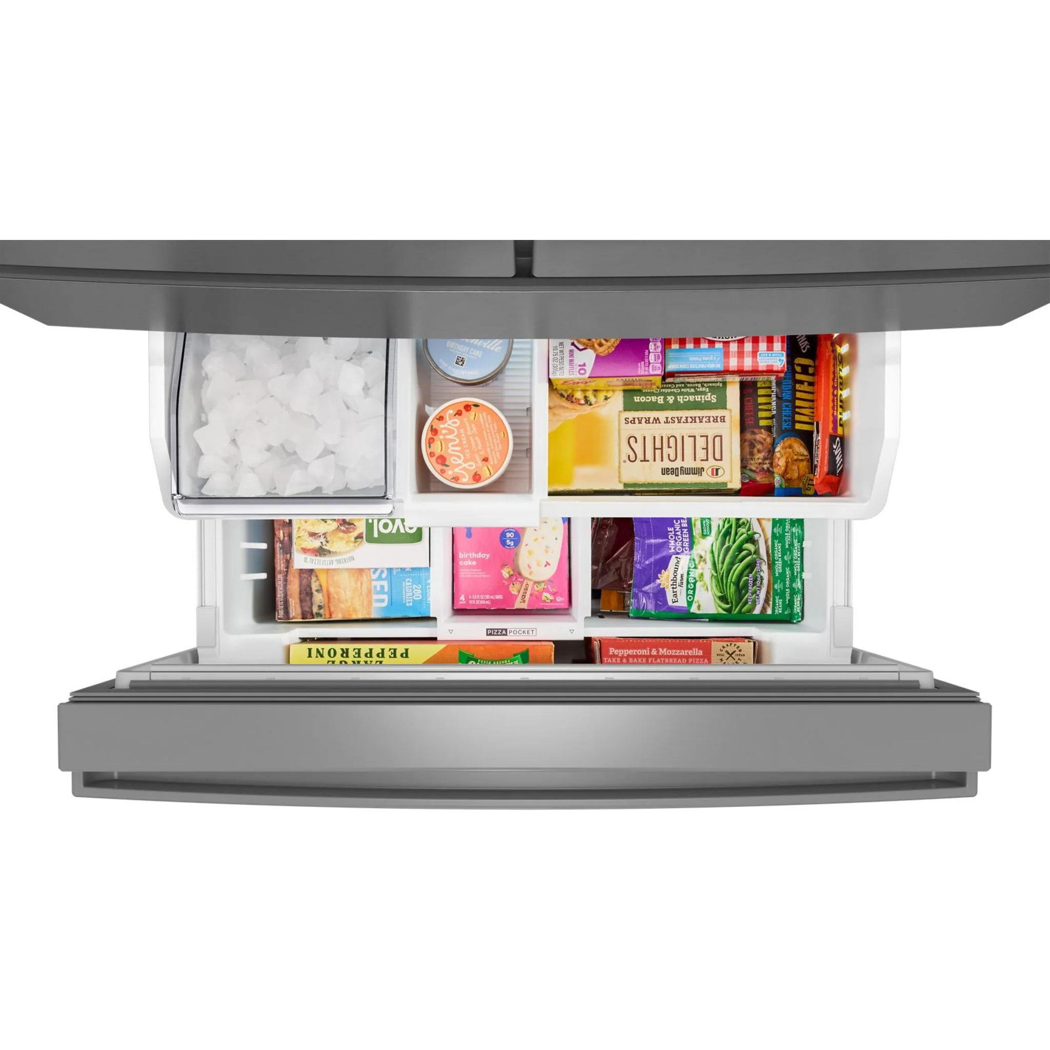 Whirlpool 30 Cu. Ft. Family-Sized Capacity French door refrigerator with Flexible Tempearture Drawer - Fingerprint-Resistant Stainless Finish (WRMF3336SZ) - Image 4