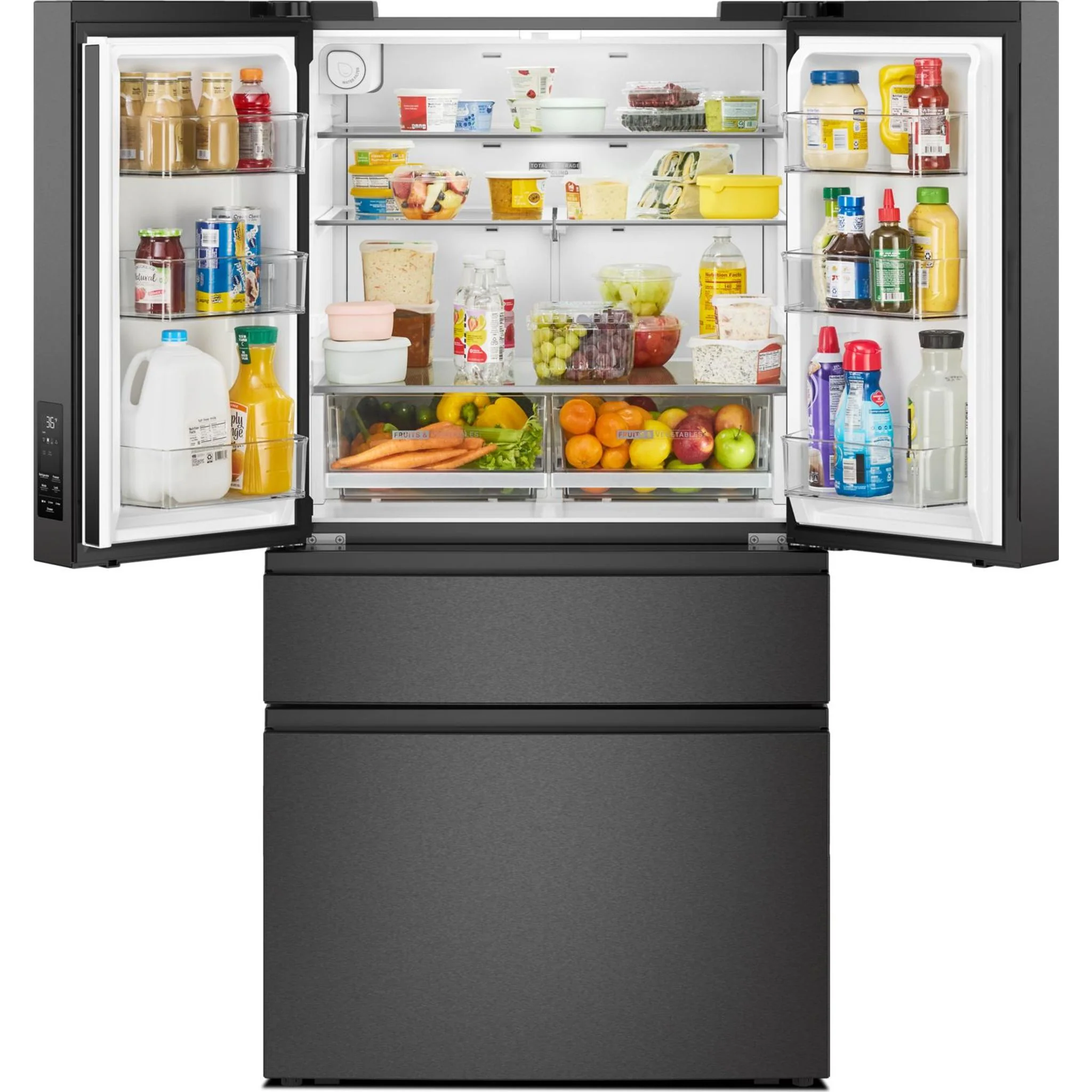 Whirlpool 30 Cu. Ft. Family-Sized Capacity French door refrigerator with Flexible Tempearture Drawer - Print Resist Blk Stnlss (WRMF3336SV) - Image 9