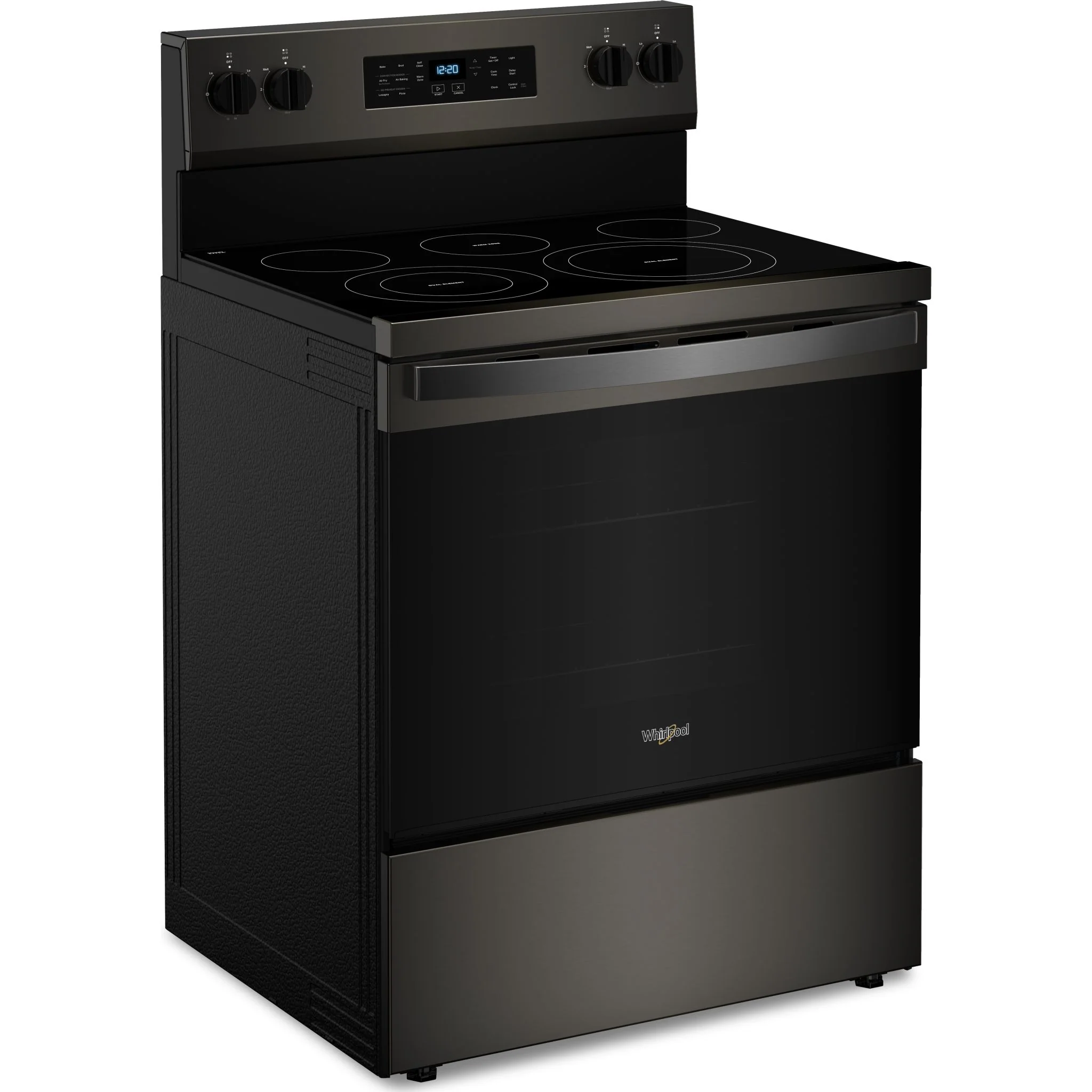 Whirlpool 30-inch Energy Star Electric Range with Air Cooking Technology, No Preheat Air Fry and Air Baking and Self Clean -Black Stainless Steel (YWFES5030RV) - Image 2