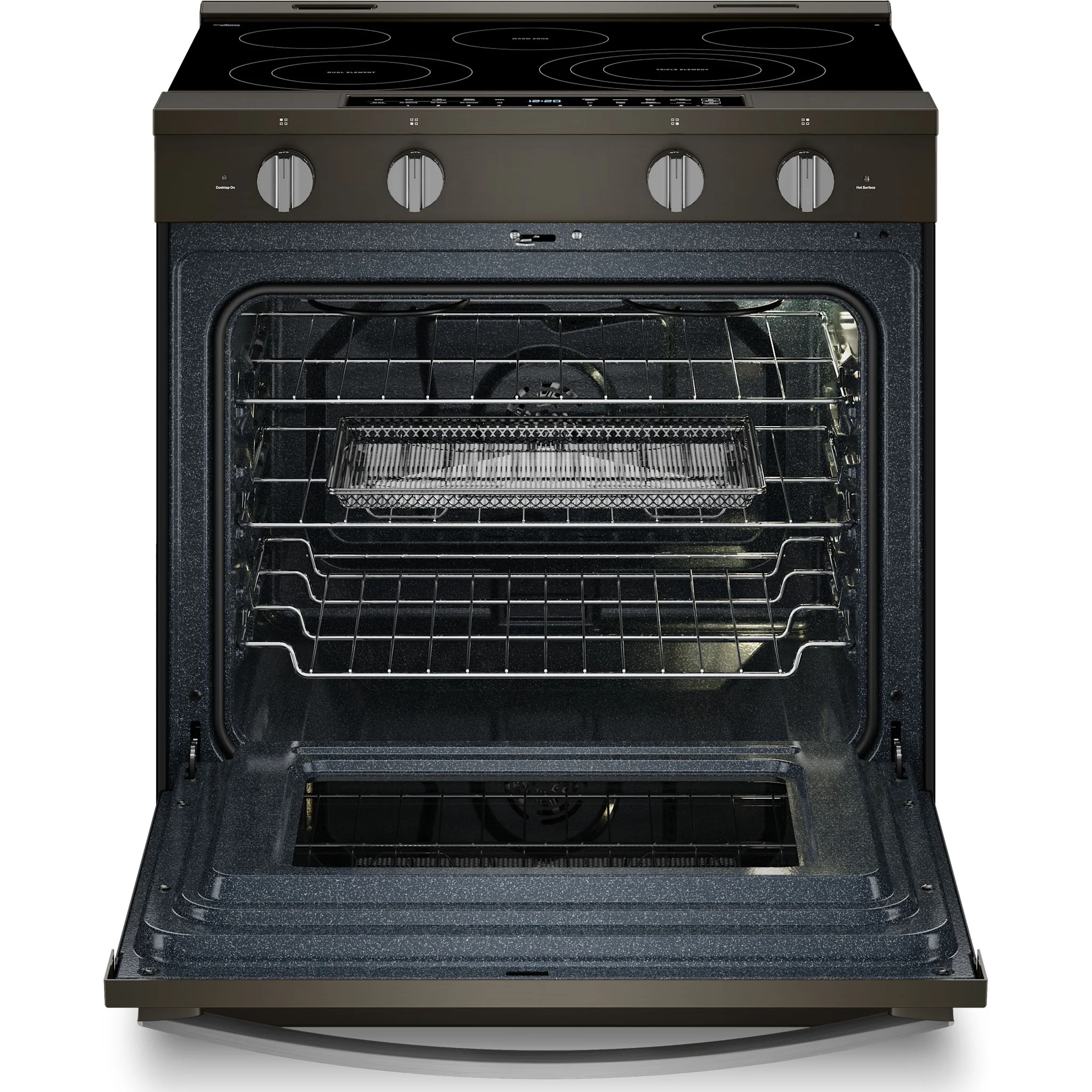 Whirlpool 30-inch Smart Slide in Electric Range with Air Cooking Technology, No Preheat Air Fry, WipeCleanCoating, Steam/Self Clean and High Speed Preheat -Black Stainless Finish (YWSES7530RV) - Image 3