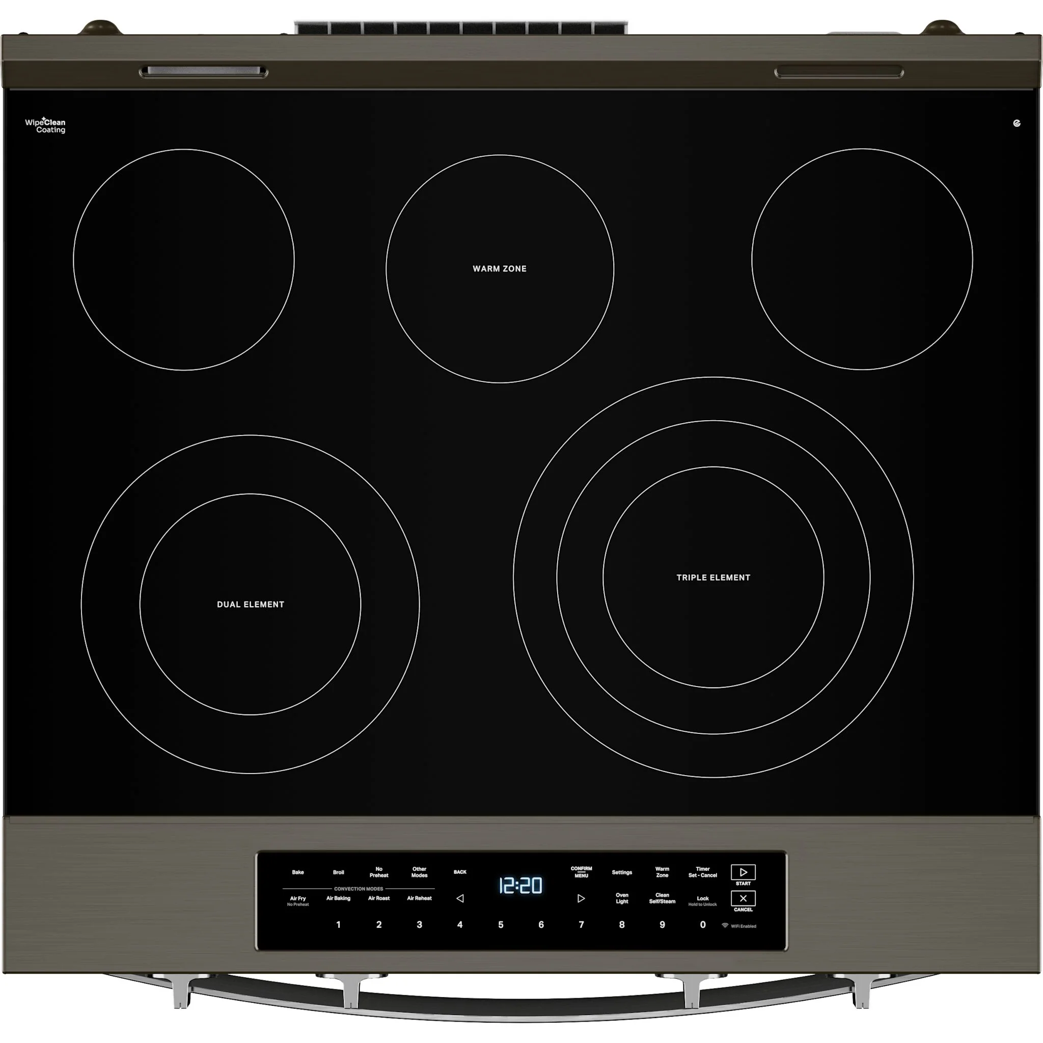 Whirlpool 30-inch Smart Slide in Electric Range with Air Cooking Technology, No Preheat Air Fry, WipeCleanCoating, Steam/Self Clean and High Speed Preheat -Black Stainless Finish (YWSES7530RV) - Image 4