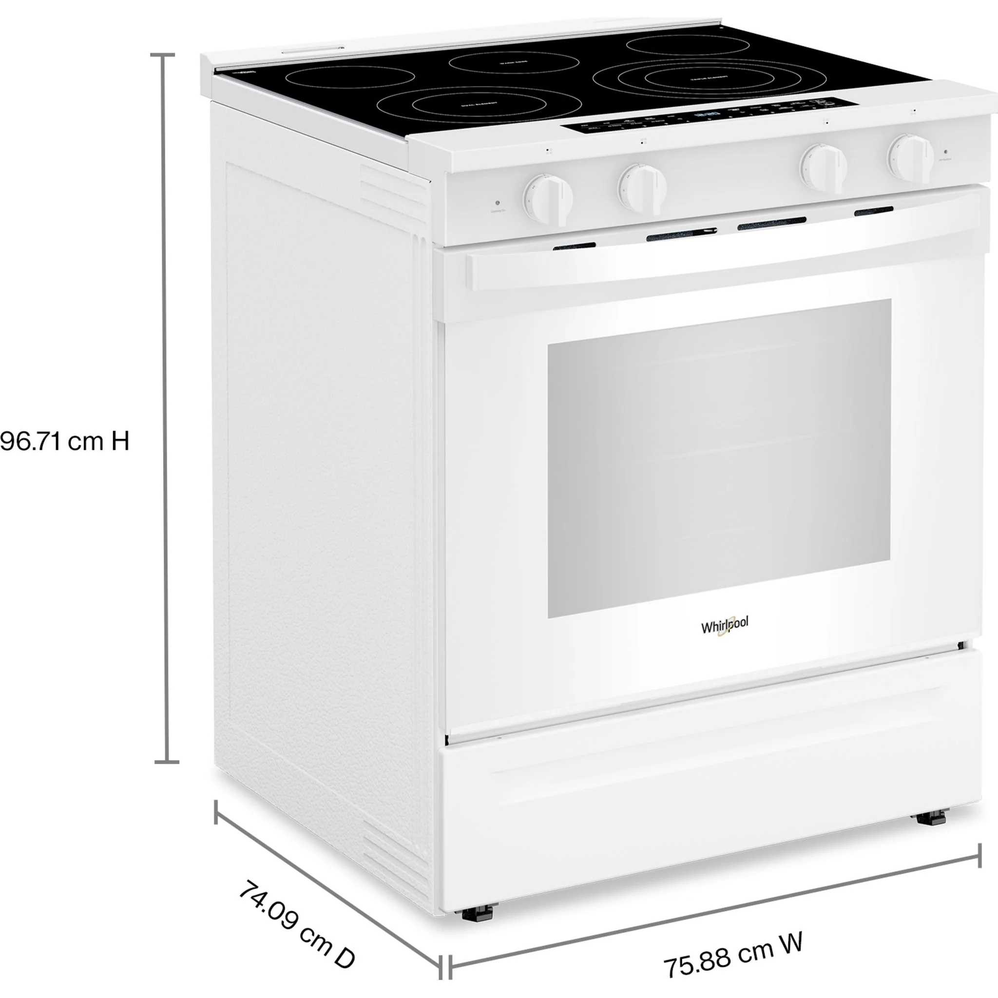 Whirlpool 30-inch Smart Slide in Electric Range with Air Cooking Technology, No Preheat Air Fry, WipeCleanCoating, Steam/Self Clean and High Speed Preheat -White (YWSES7530RW) - Image 3
