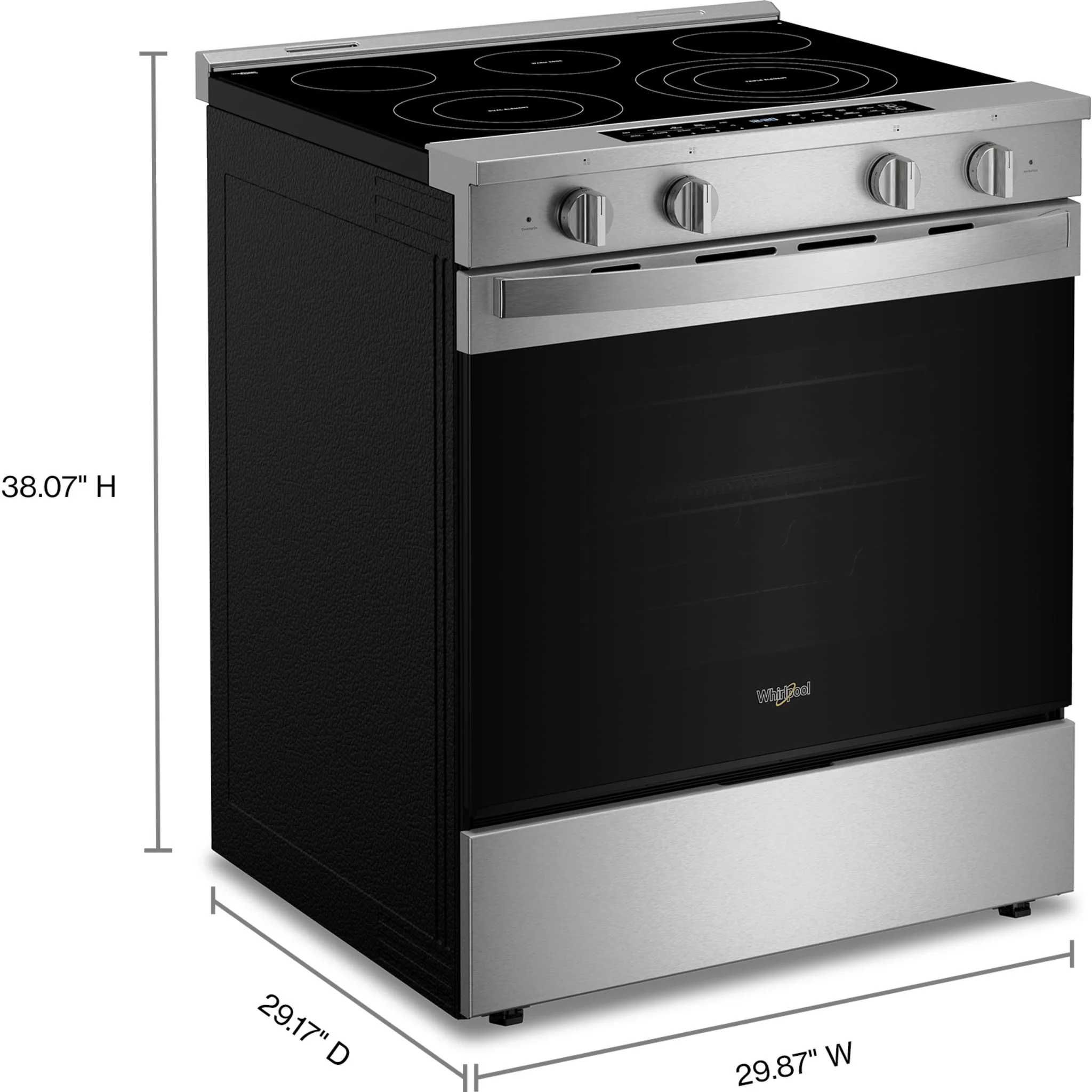 Whirlpool 30-inch Smart Slide in Electric Range with Air Cooking Technology, No Preheat Air Fry, WipeCleanCoating, Steam/Self Clean and High Speed Preheat -Fingerprint Resistant Stainless Steel (YWSES - Image 4