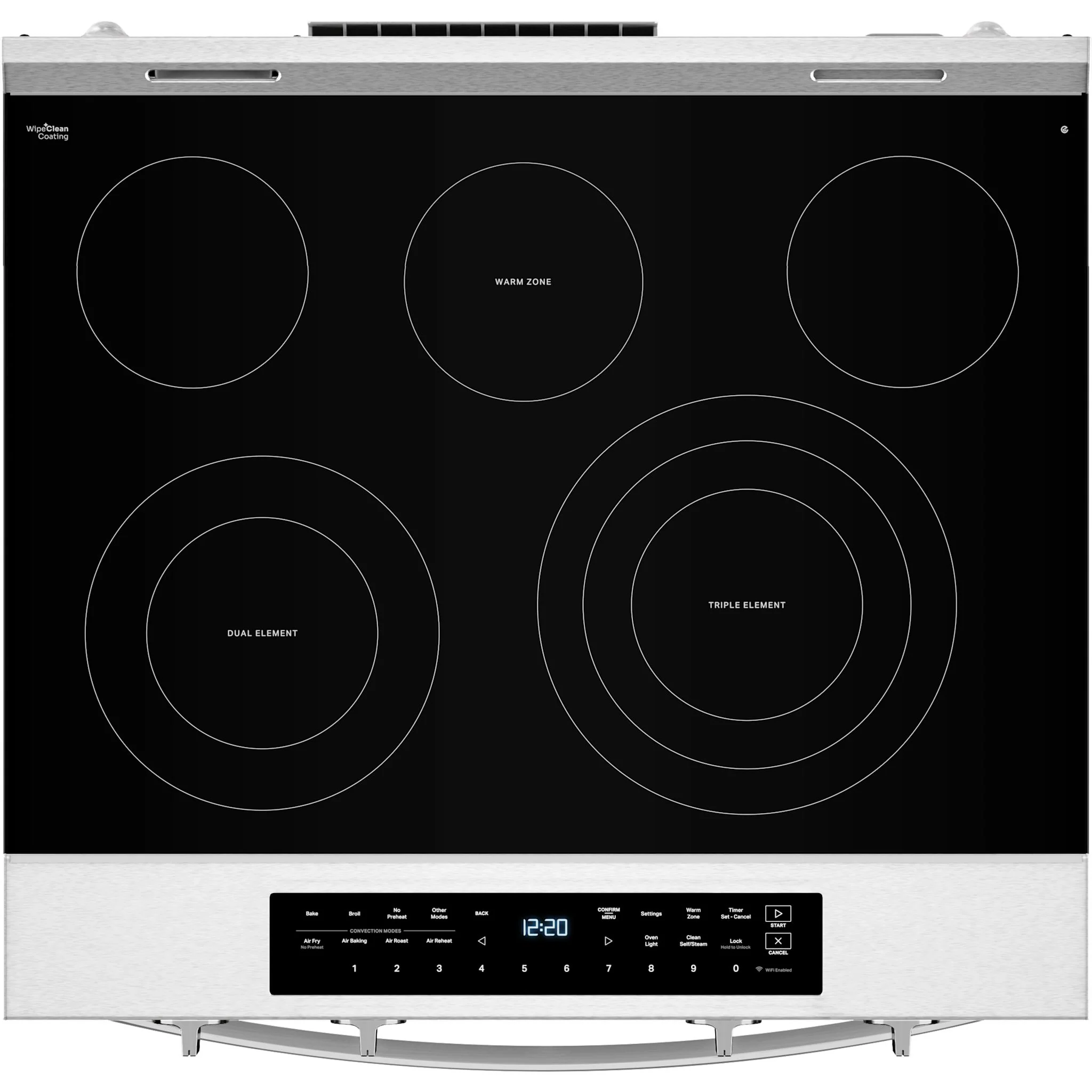 Whirlpool 30-inch Smart Slide in Electric Range with Air Cooking Technology, No Preheat Air Fry, WipeCleanCoating, Steam/Self Clean and High Speed Preheat -Fingerprint Resistant Stainless Steel (YWSES - Image 5