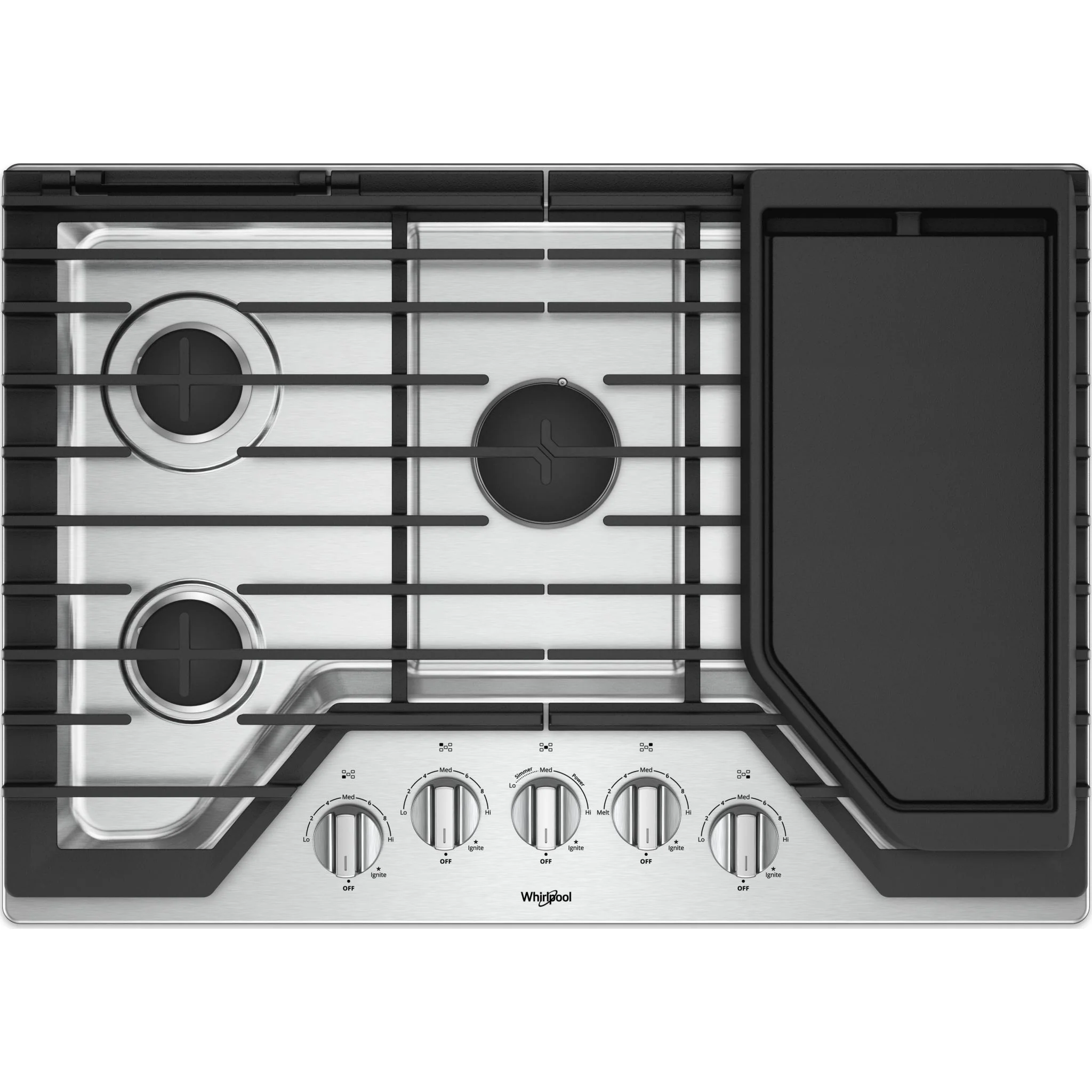 Whirlpool 30" Gas Cooktop with Griddle (WCG97US0HS) - Image 6