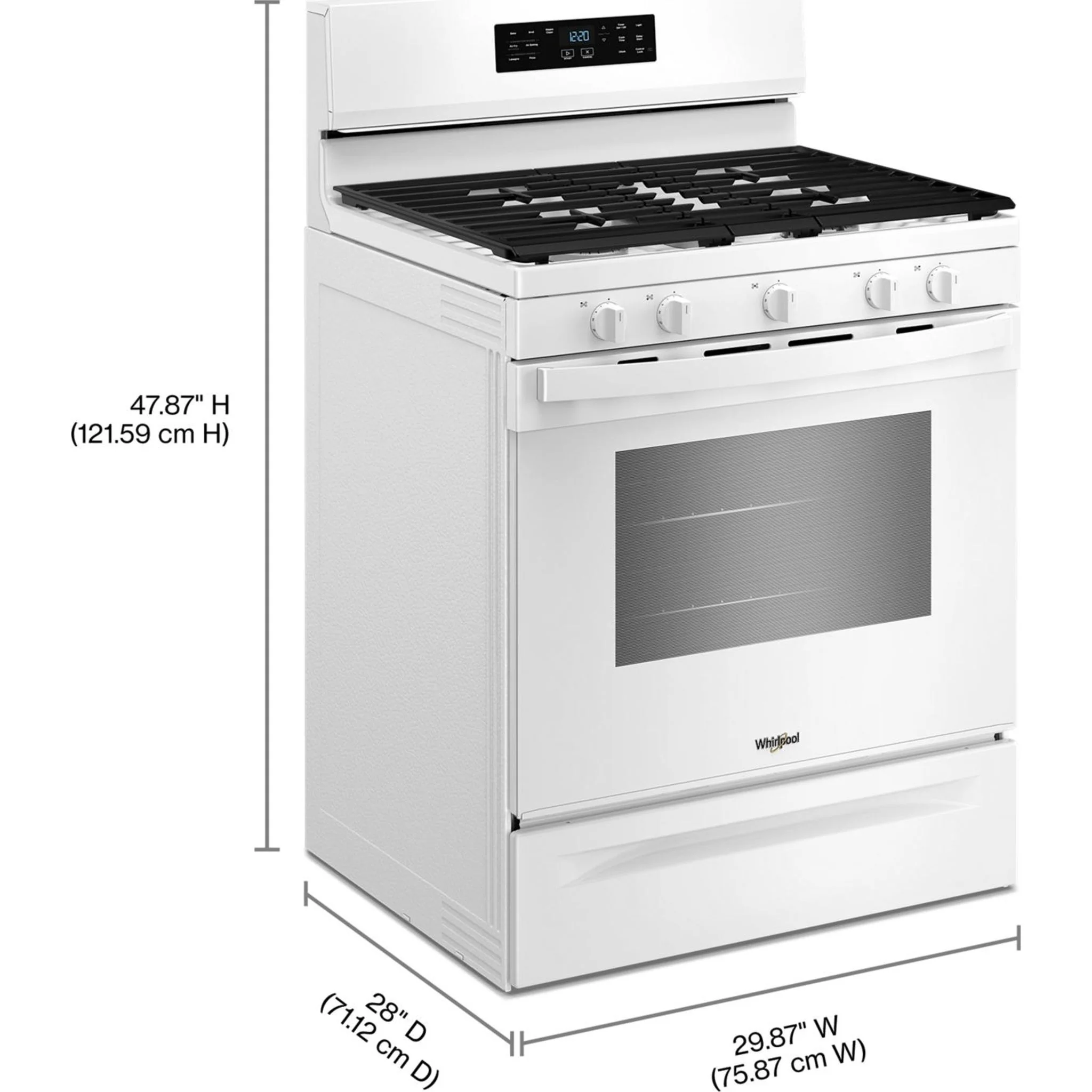 Whirlpool 30-inch Gas Range with Air Cooking Technology and Steam Clean -White (WFGS4530SW) - Image 23