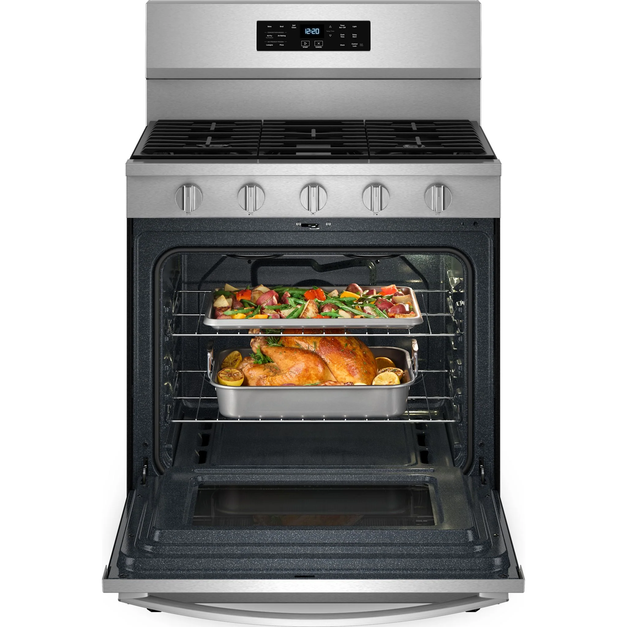 Whirlpool 30-inch Gas Range with Air Cooking Technology, No Preheat Air Fry and Air Baking and Self Clean -Fingerprint Resistant Stainless Steel (WFGS5030RZ) - Image 2