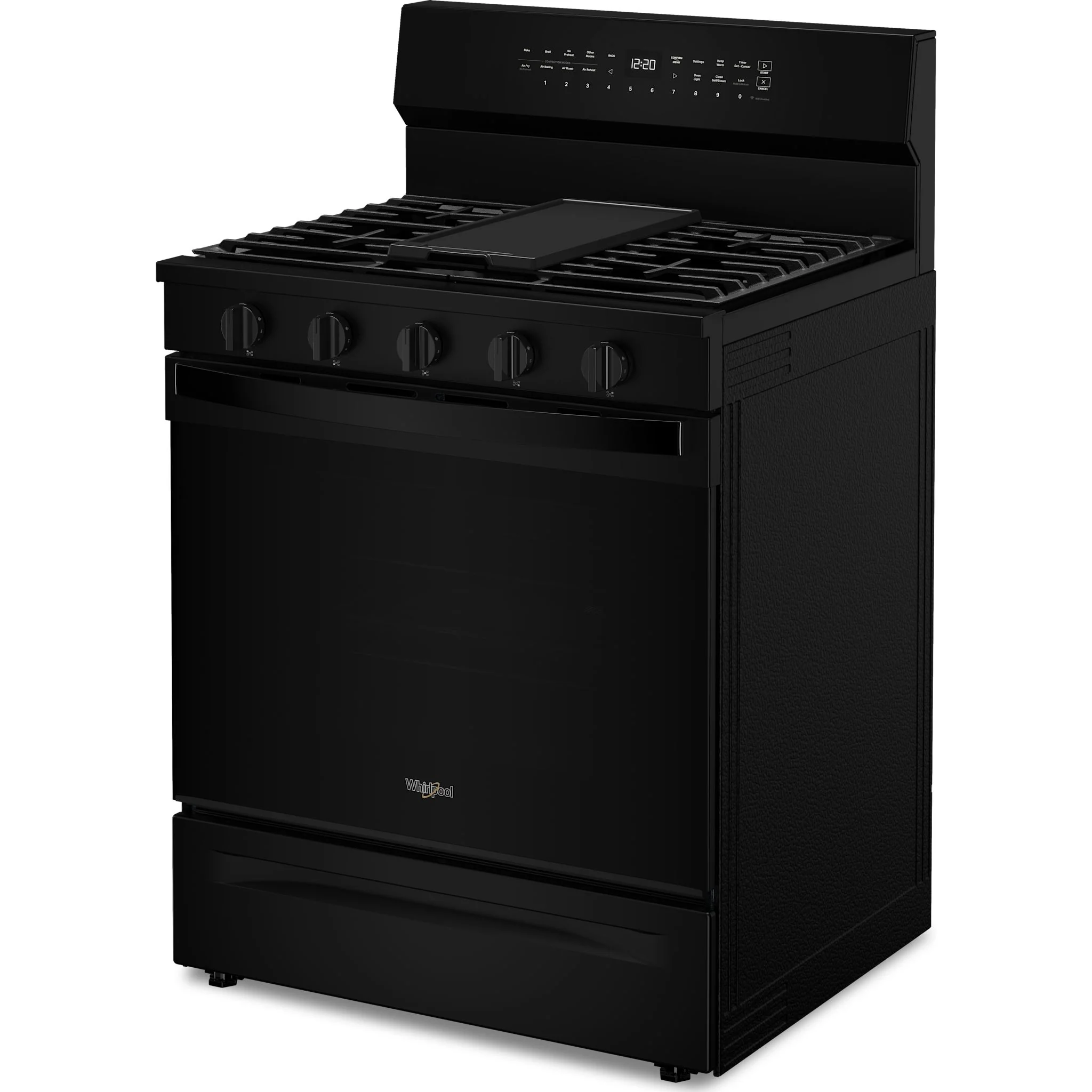 Whirlpool 30-inch Smart Gas Range with Air Cooking Technology, Steam/Self Cleaning, Rapid Preheat 5.3 CuFt Capacity -Black (WFGS7530RB) - Image 2