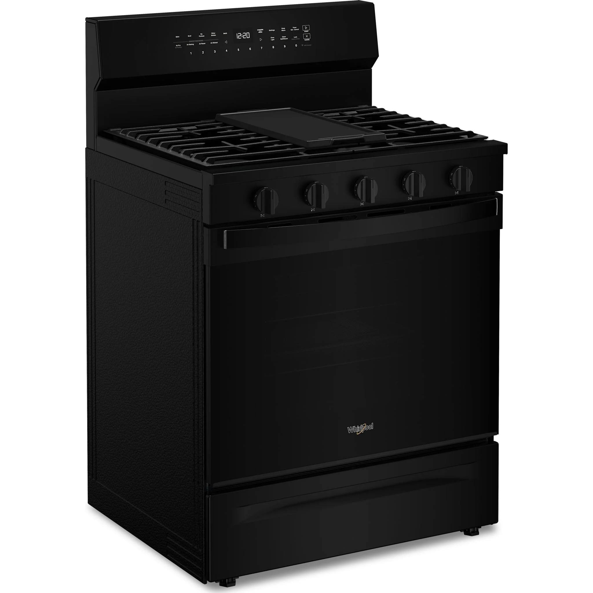 Whirlpool 30-inch Smart Gas Range with Air Cooking Technology, Steam/Self Cleaning, Rapid Preheat 5.3 CuFt Capacity -Black (WFGS7530RB) - Image 3