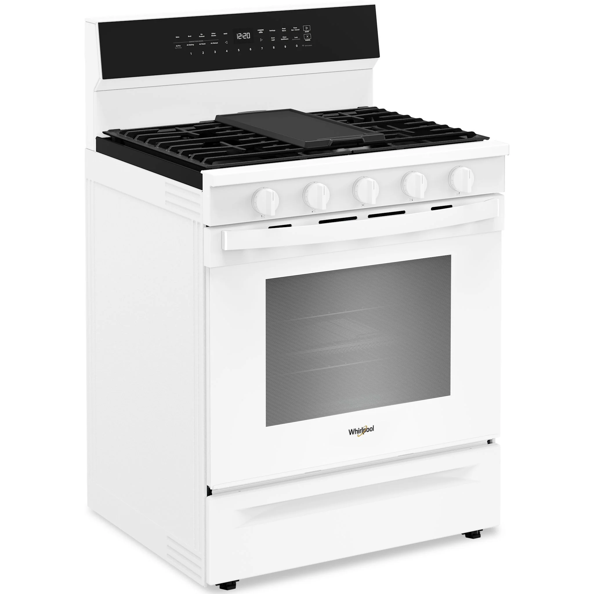 Whirlpool 30-inch Smart Gas Range with Air Cooking Technology, Steam/Self Cleaning, Rapid Preheat 5.3 CuFt Capacity -White (WFGS7530RW) - Image 2