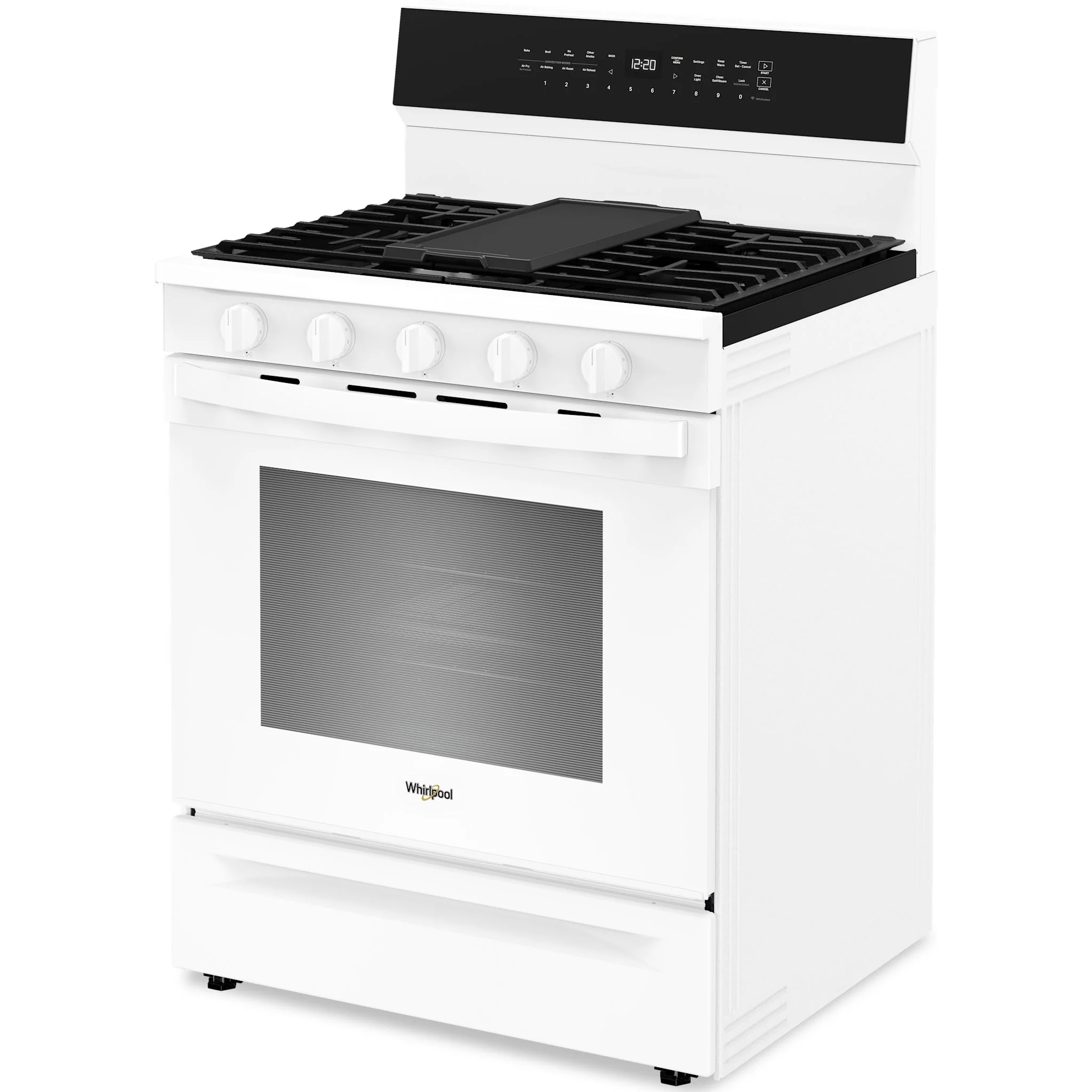 Whirlpool 30-inch Smart Gas Range with Air Cooking Technology, Steam/Self Cleaning, Rapid Preheat 5.3 CuFt Capacity -White (WFGS7530RW) - Image 3