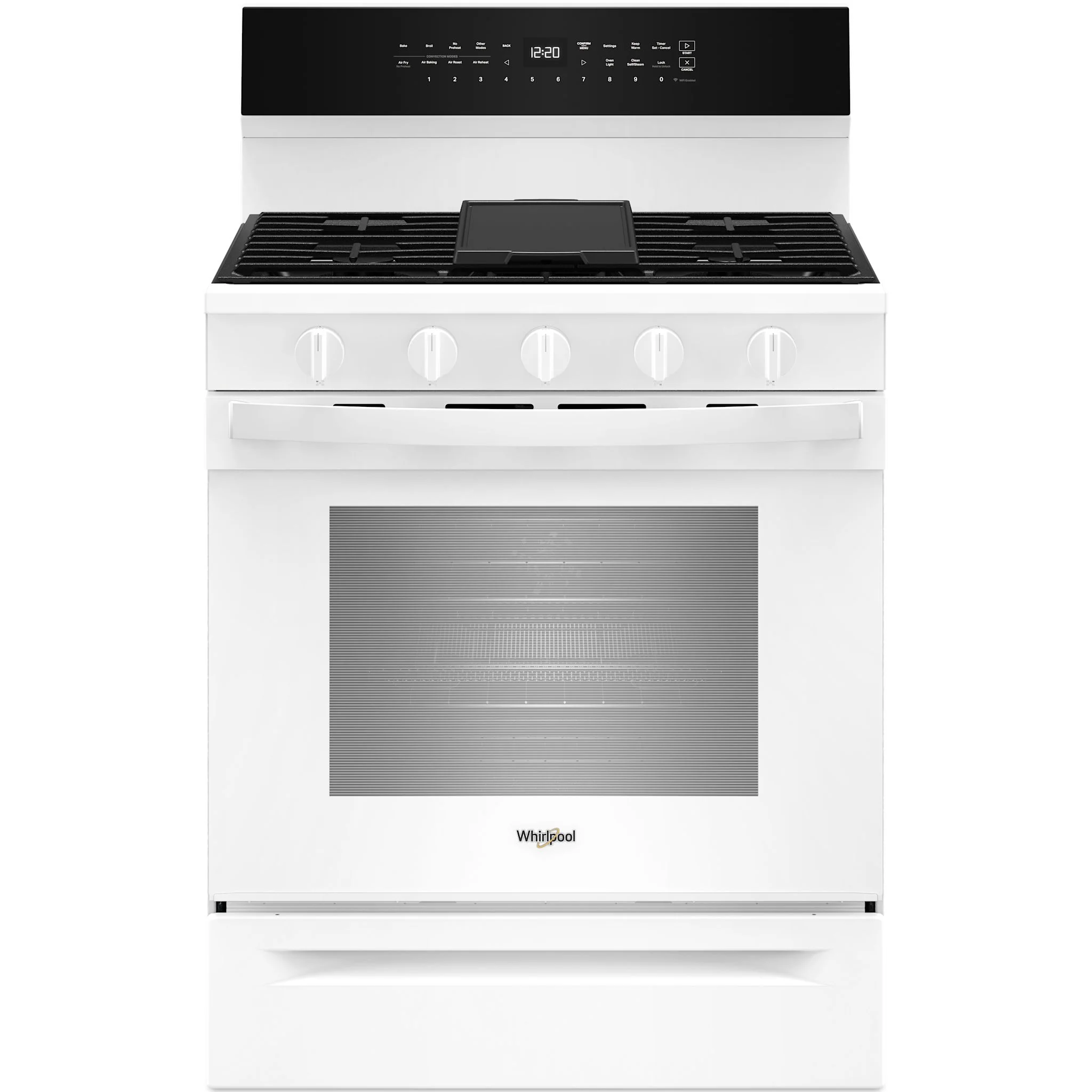 Whirlpool 30-inch Smart Gas Range with Air Cooking Technology, Steam/Self Cleaning, Rapid Preheat 5.3 CuFt Capacity -White (WFGS7530RW) - Image 5