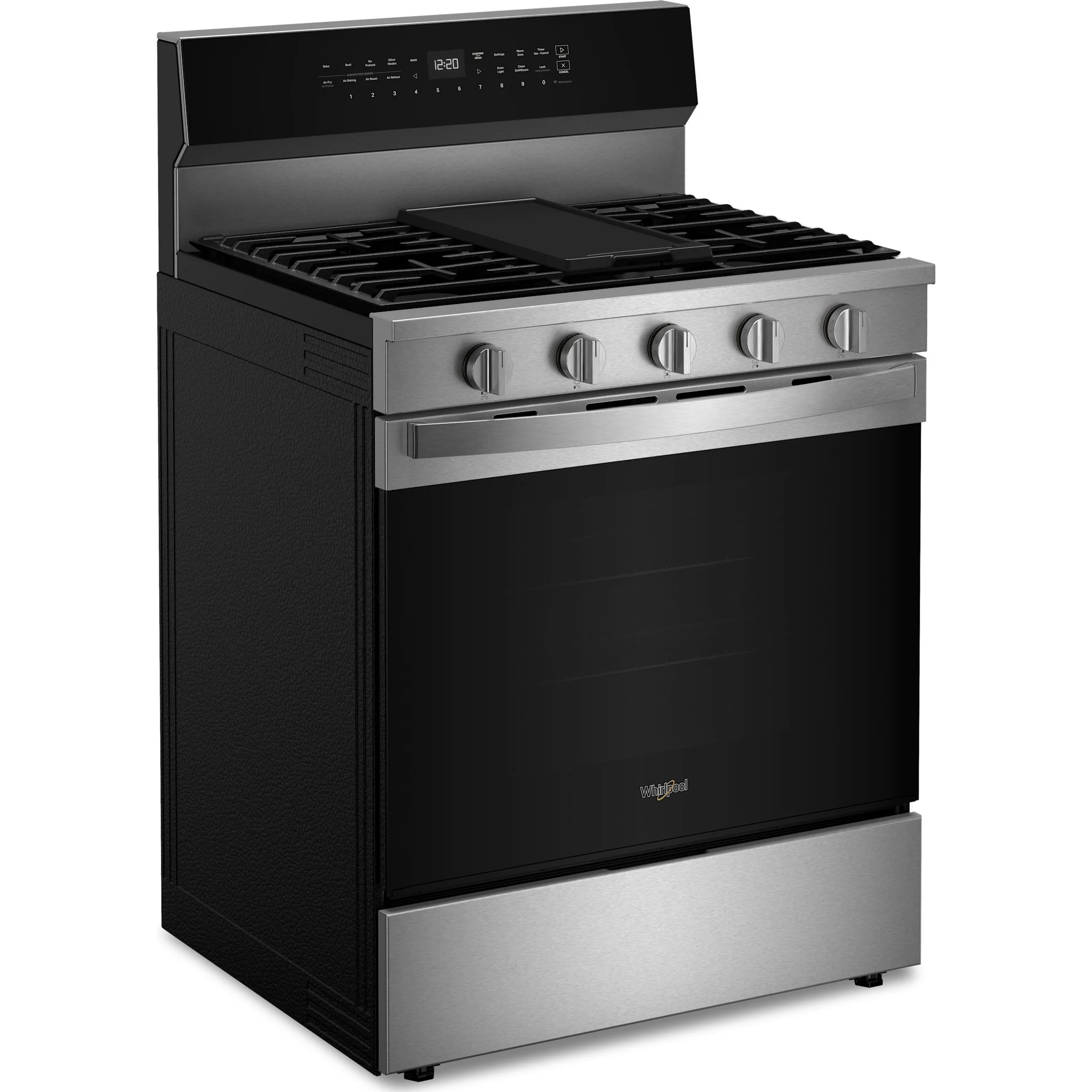 Whirlpool 30-inch Smart Gas Range with Air Cooking Technology, Steam/Self Cleaning, Rapid Preheat 5.3 CuFt Capacity -Fingerprint Resistant Stainless Steel (WFGS7530RZ) - Image 2