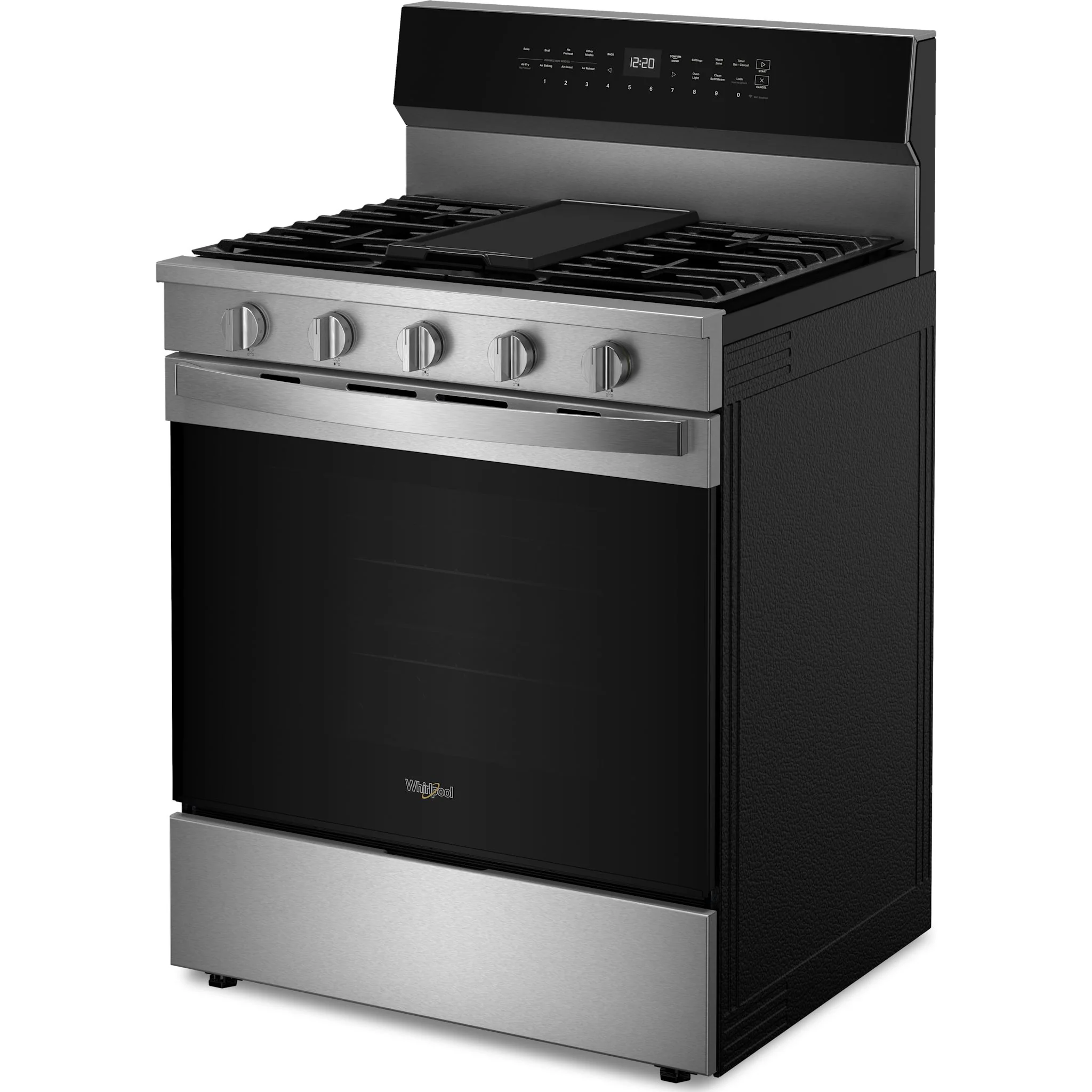 Whirlpool 30-inch Smart Gas Range with Air Cooking Technology, Steam/Self Cleaning, Rapid Preheat 5.3 CuFt Capacity -Fingerprint Resistant Stainless Steel (WFGS7530RZ) - Image 3