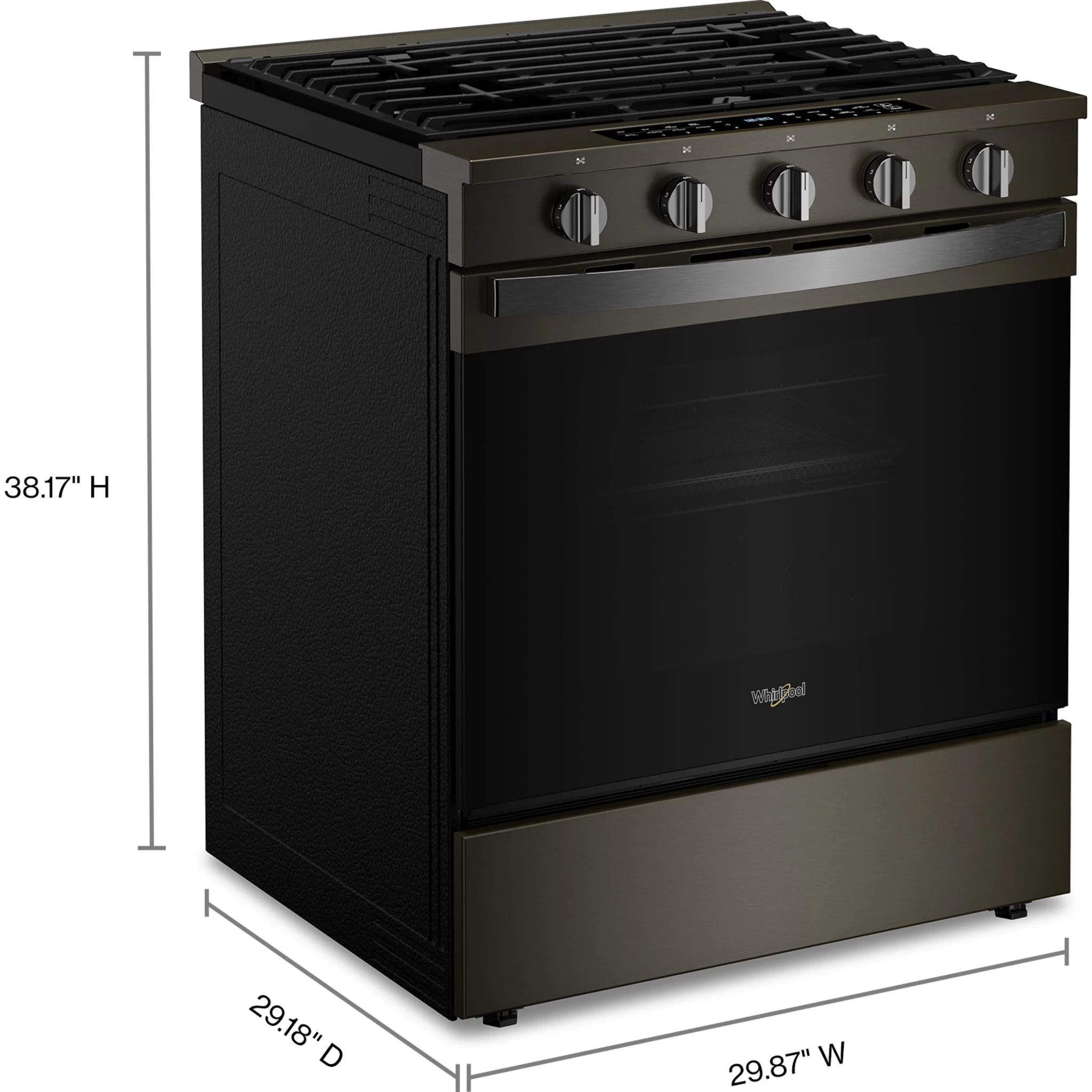 Whirlpool 30-inch Smart Slide In Gas Range with Air Cooking Technology, No Preheat Air Fry, Steam/Self Clean and High Speed Preheat -Black Stainless Finish (WSGS7530RV) - Image 6
