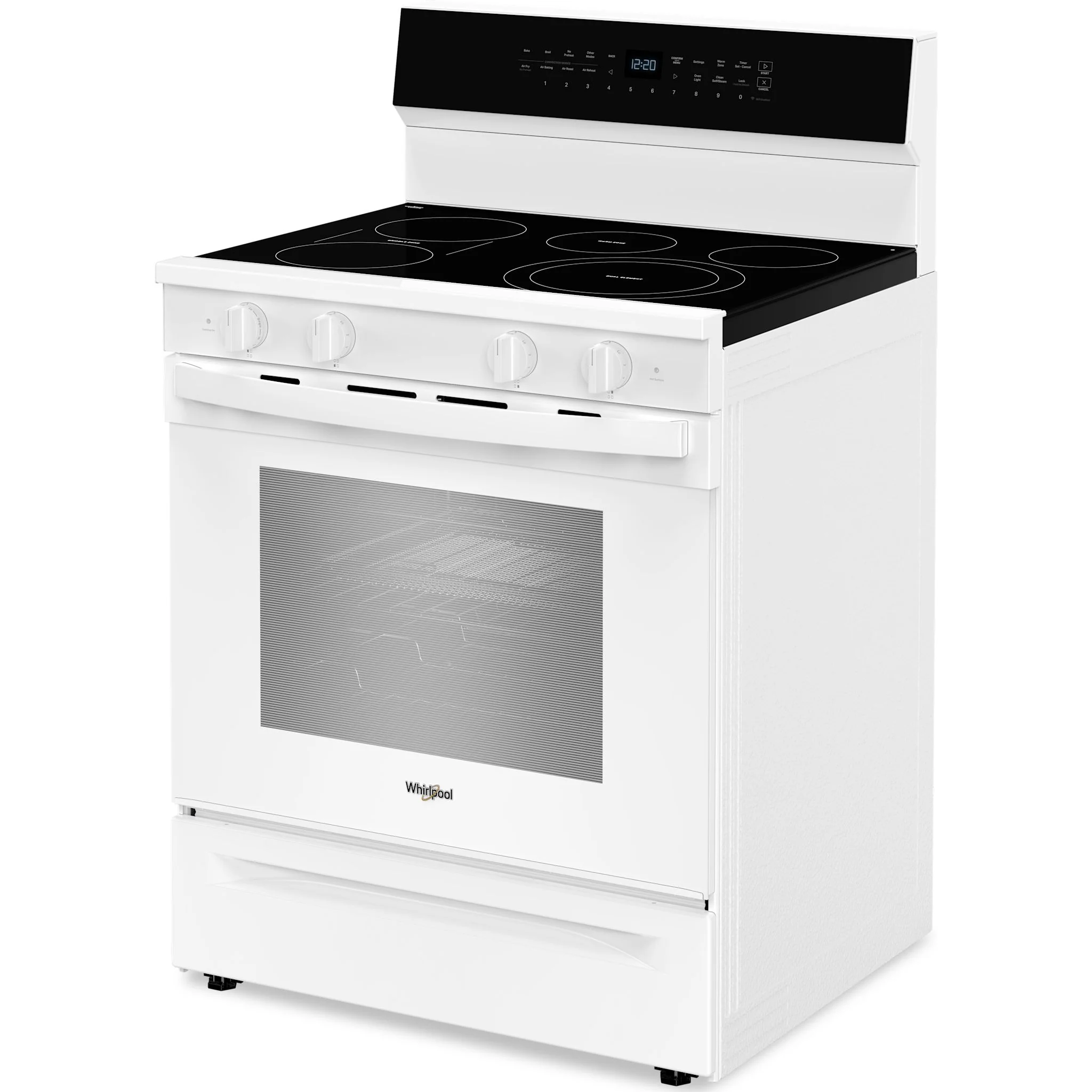 Whirlpool 30-inch Smart Electric Range with Air Cooking Technology, WipeCleanCoating, Steam/Self Cleaning, Rapid Preheat 5.3 CuFt Capacity -White (YWFES7530RW) - Image 2